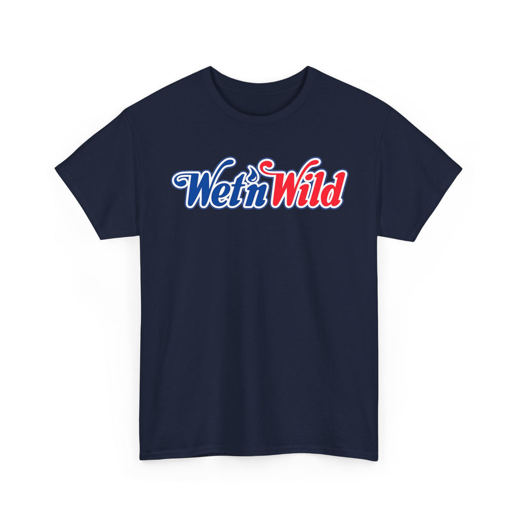 Wet 'n Wild Retro Script T-Shirt — Red & Blue Patriotic Graphic Tee