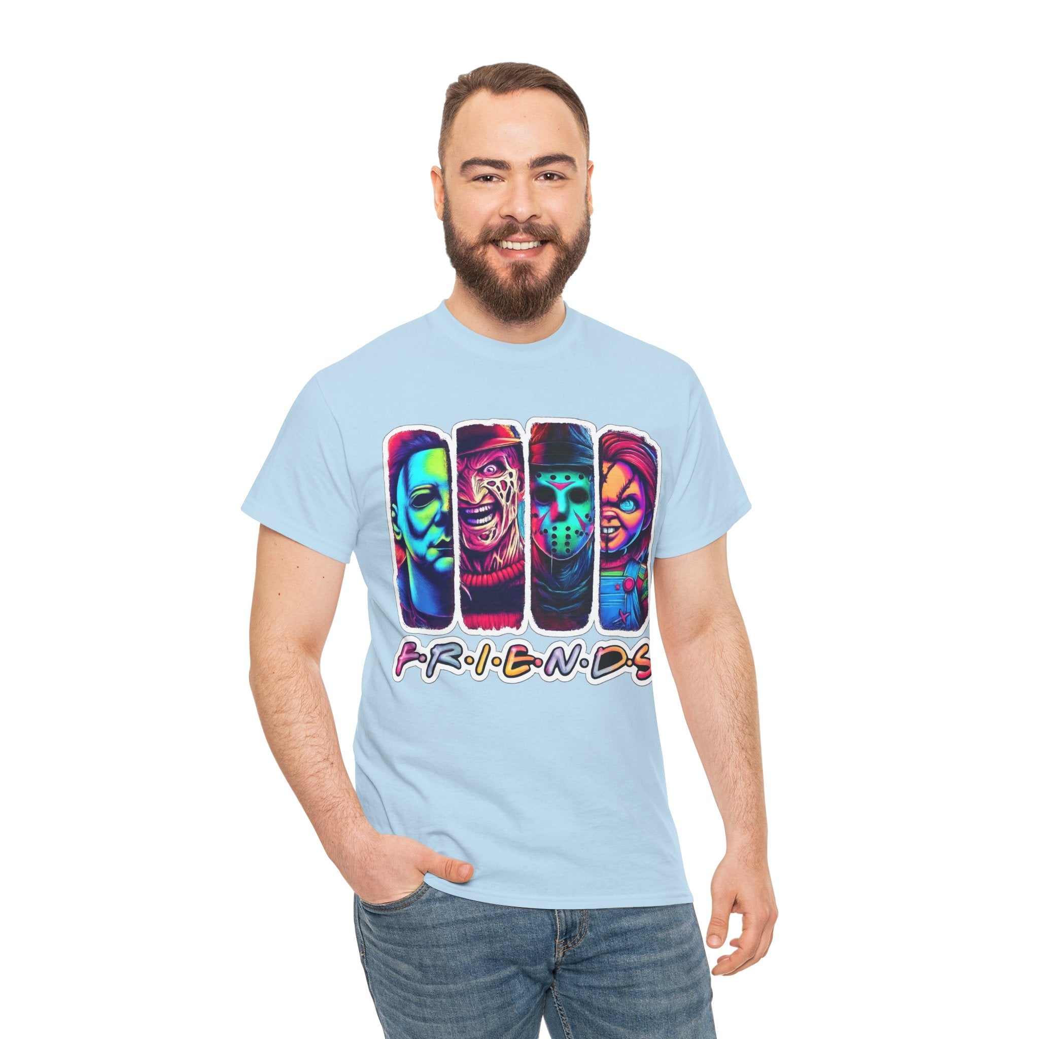 Halloween Horror Icons "Friends" T-Shirt — Neon Retro Slasher Tee
