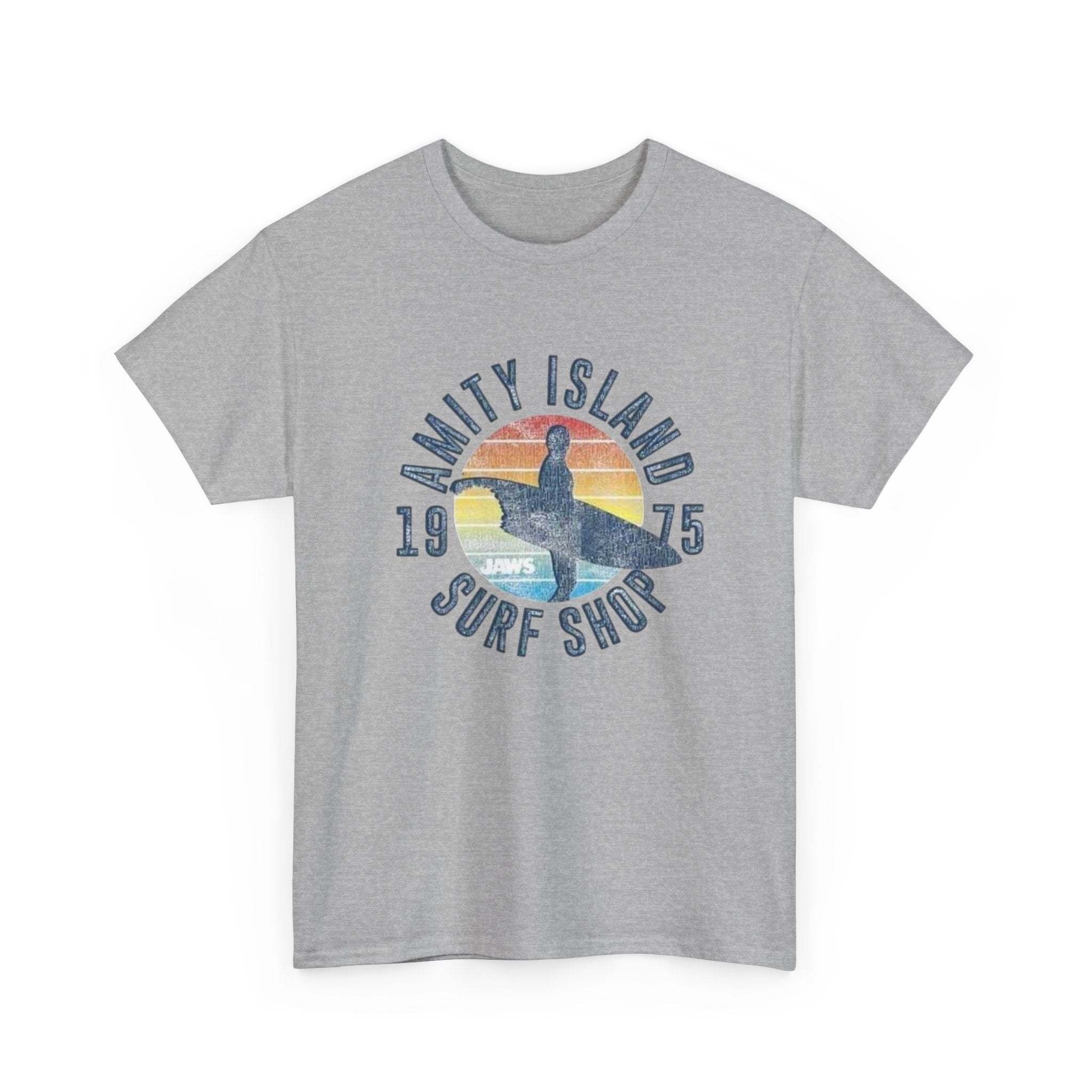 Amity Island Surf Shop Tee — Vintage Surfer Graphic T-Shirt (1975)