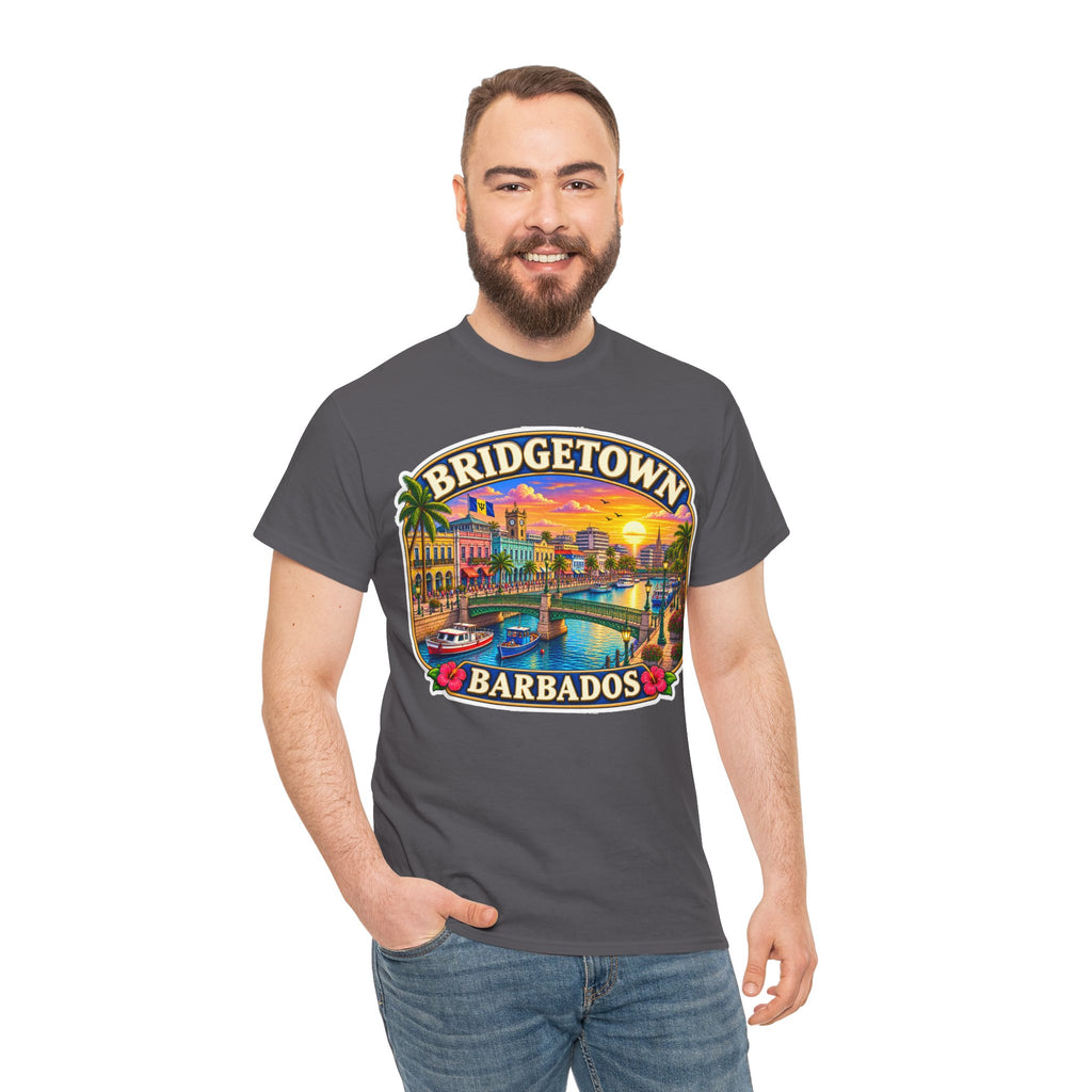 Bridgetown Barbados Vintage Sunset Tee — Caribbean Travel Souvenir T-Shirt