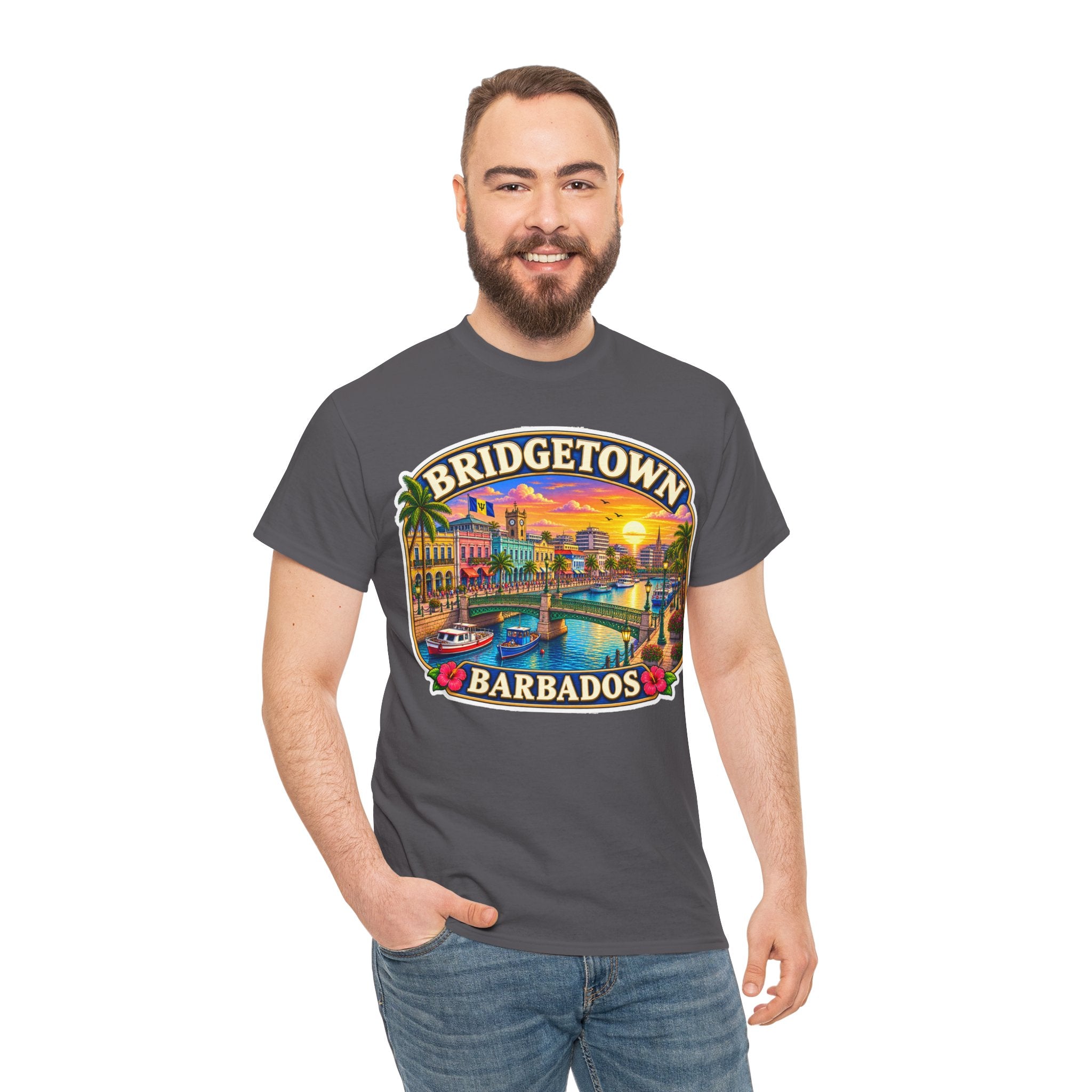 Bridgetown Barbados Vintage Sunset Tee — Caribbean Travel Souvenir T-Shirt