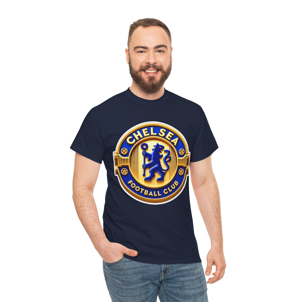 Chelsea Football Club Crest Tee — Retro Blue & Gold Soccer Emblem T-Shirt