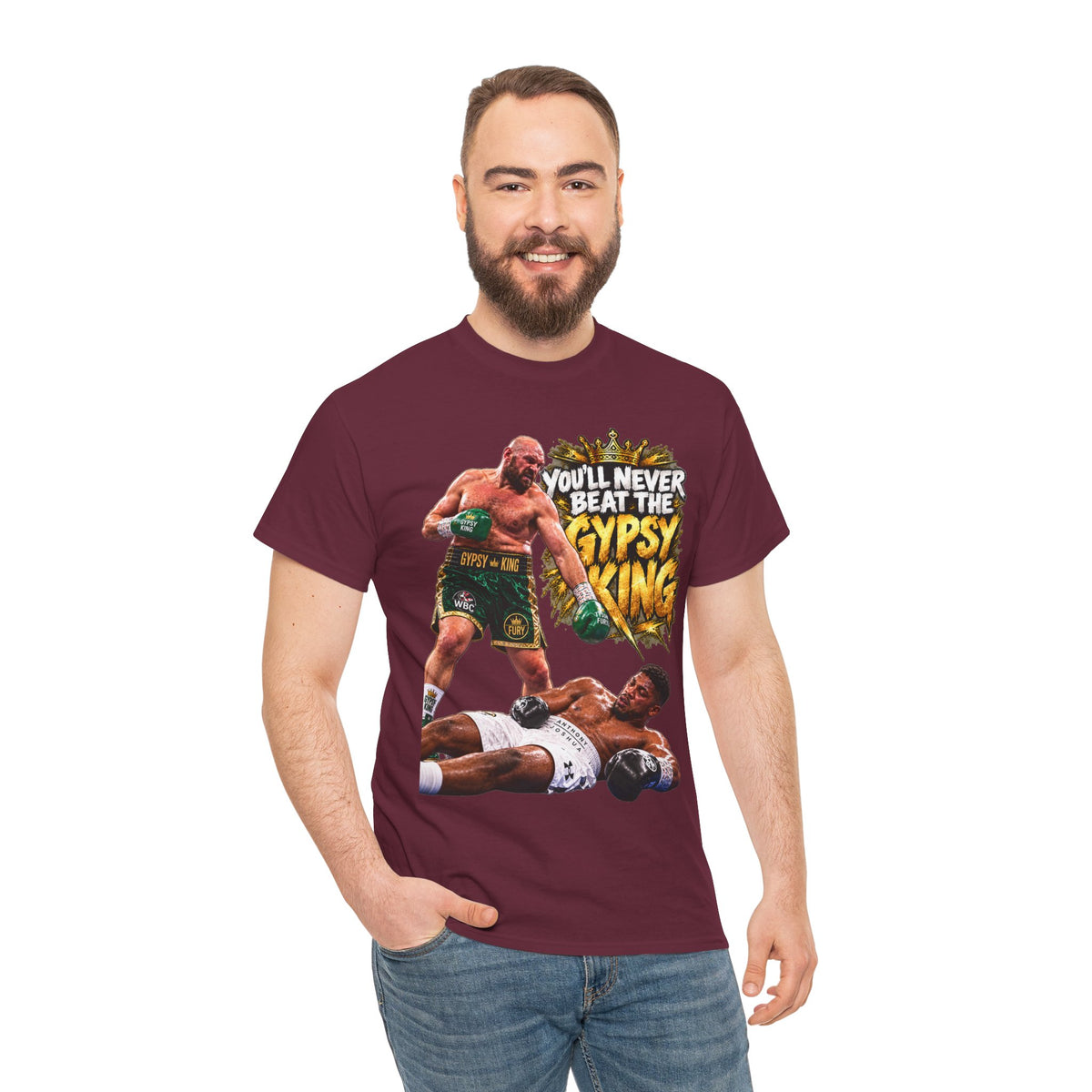 Boxing Graphic Tee – "You'll Never Beat the Gypsy King" Fight Shirt