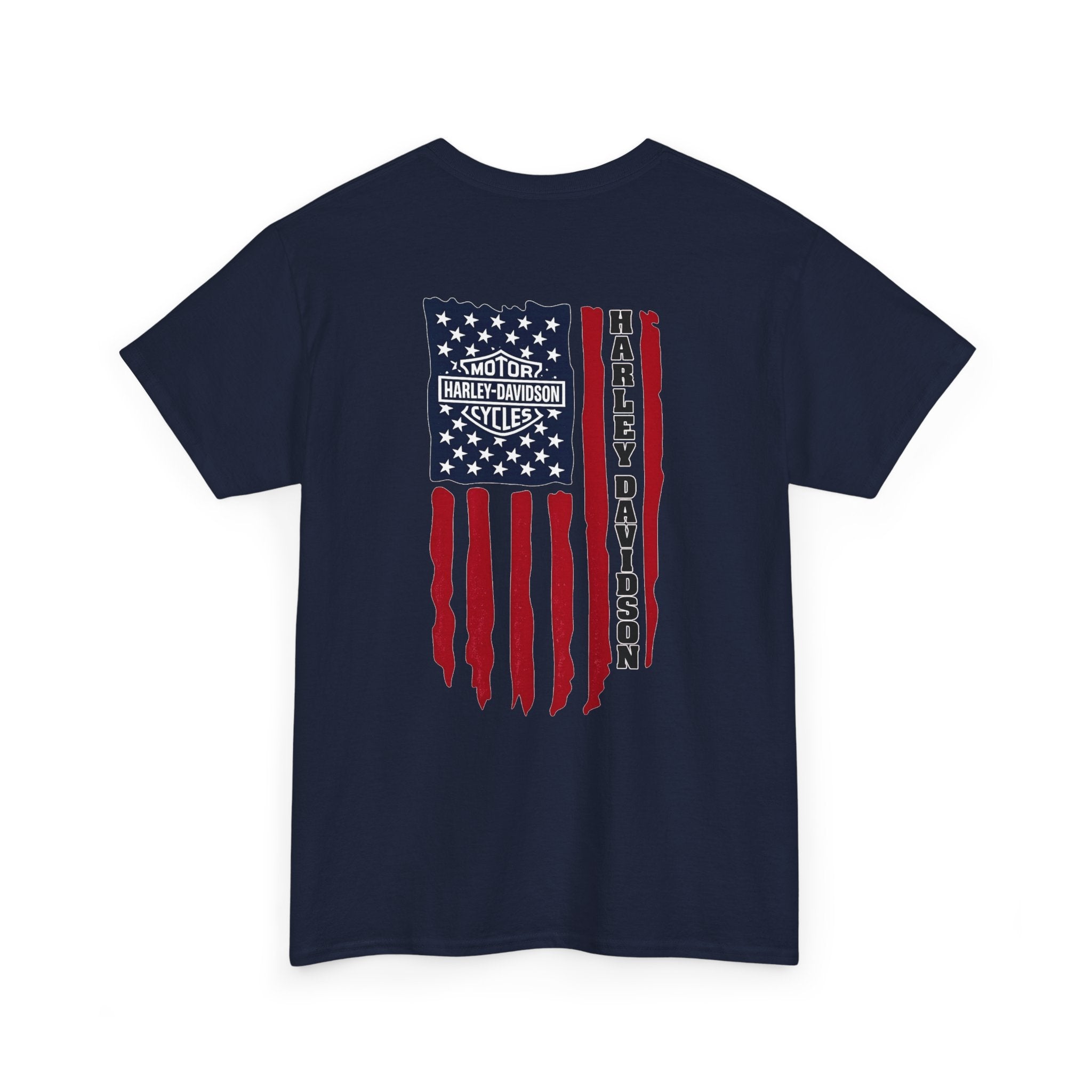 Harley-Style Flag Tee — American Motorcycle Logo T-Shirt