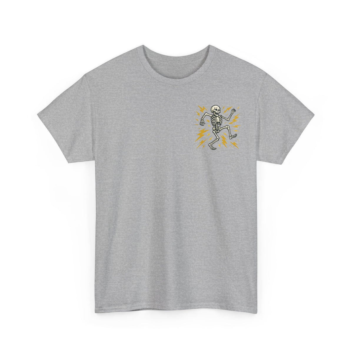 Electrician Skeleton Tee — "I'm an Electrician: If I Dance Without Music, Shut the Main Breaker Off"