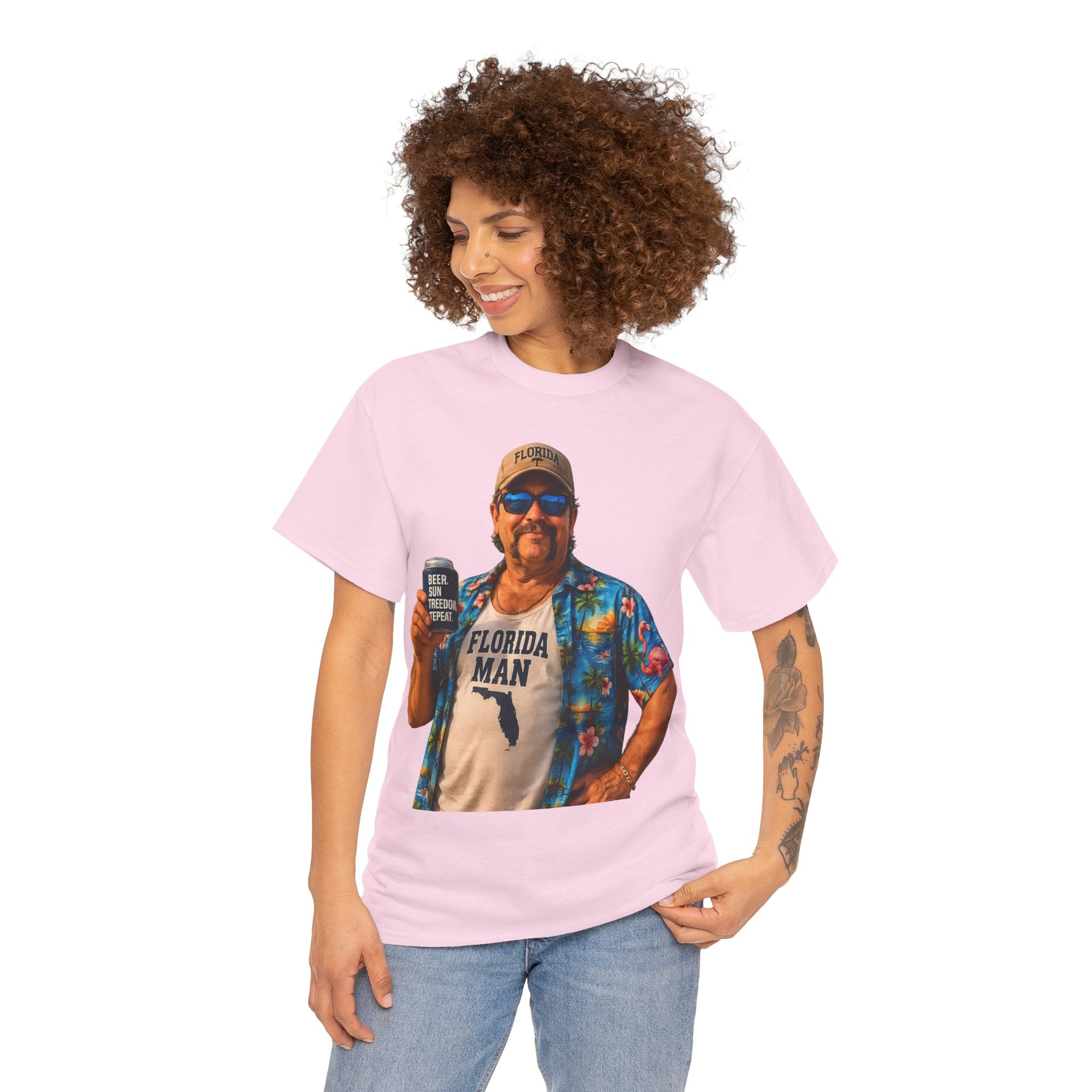Florida Man Graphic Tee — Funny Vacation Shirt with Hawaiian Shirt Design