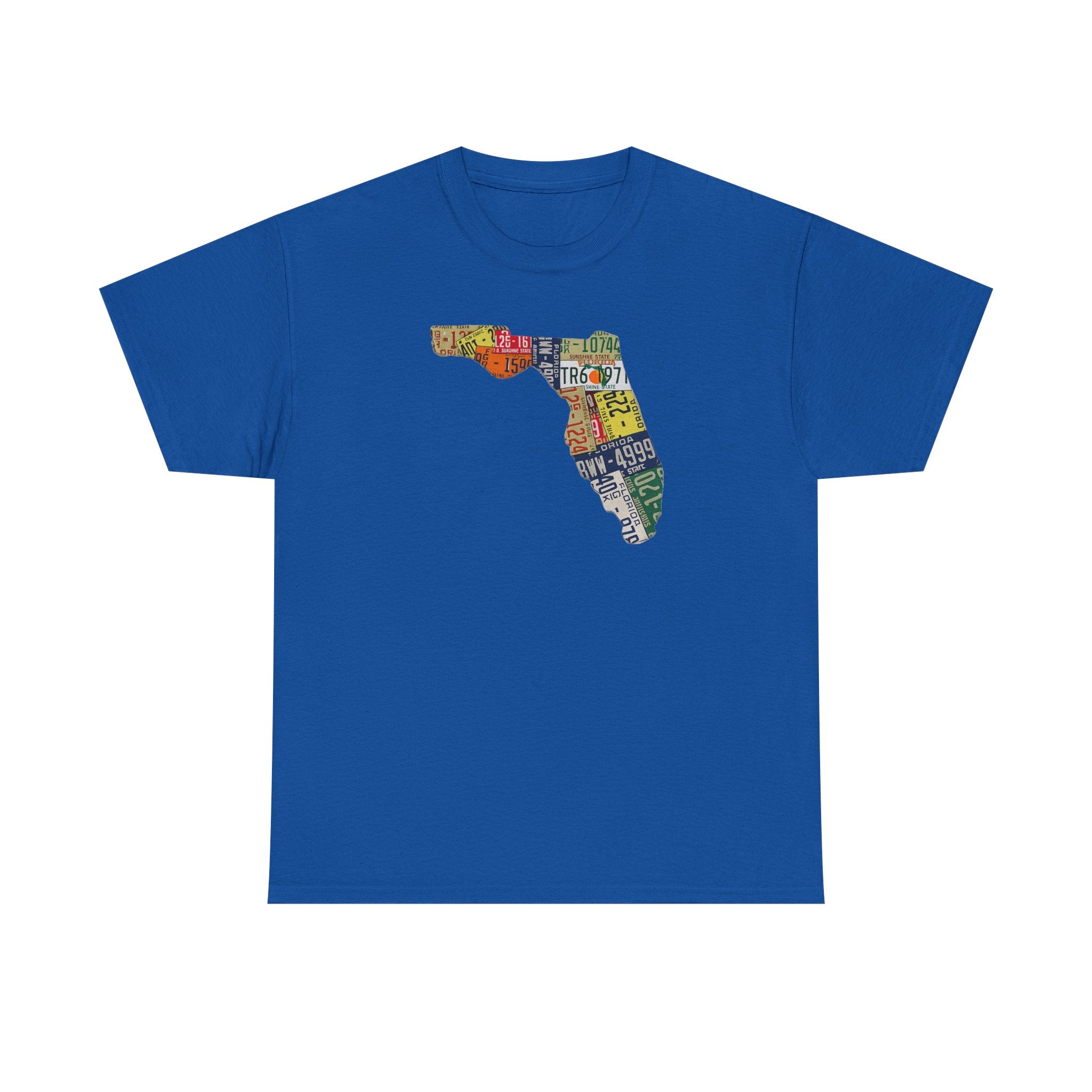 Florida License Plate Map T-Shirt — Vintage State Silhouette Tee