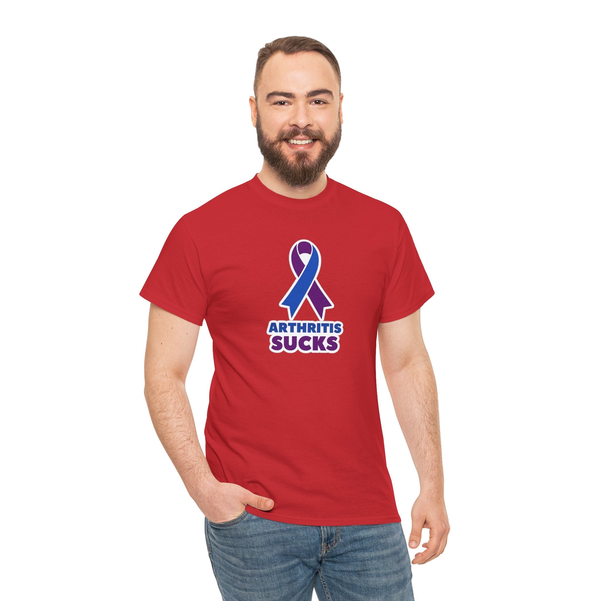 Arthritis Sucks Awareness T-Shirt — Purple & Blue Ribbon Support Tee