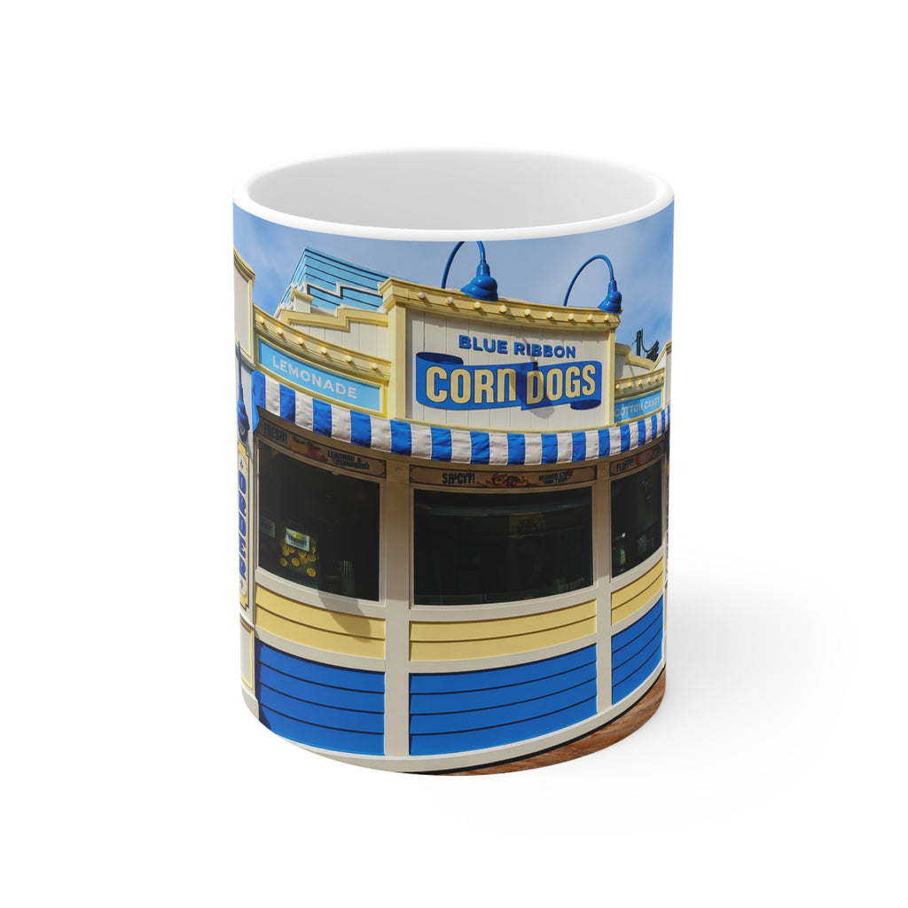 Disney's Boardwalk Blue Ribbon Corn Dogs Marina Snack Stand Ceramic Coffee Cup