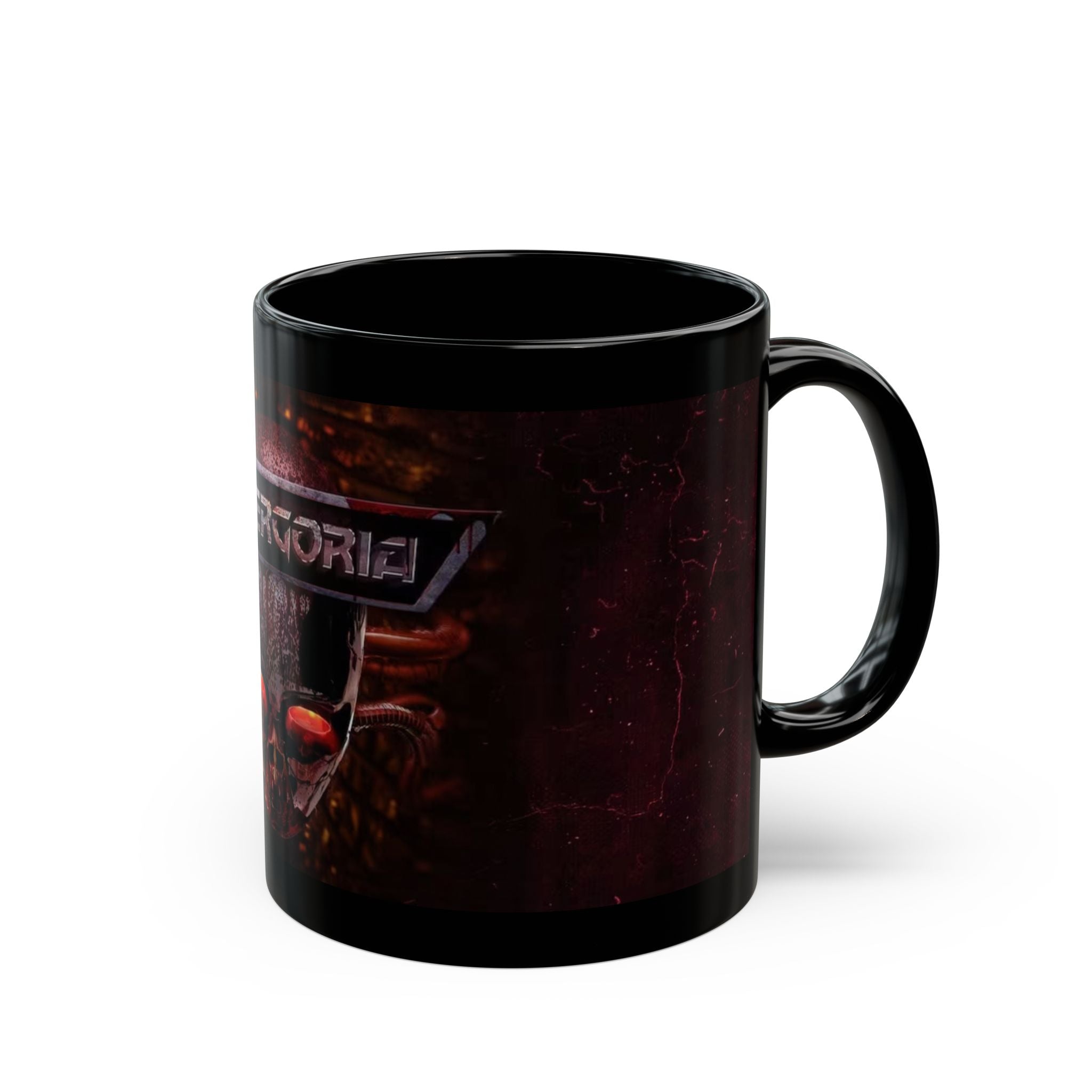 Cybergoria Skull Black Mug — Gothic Cyberpunk Coffee Cup (11oz/15oz)