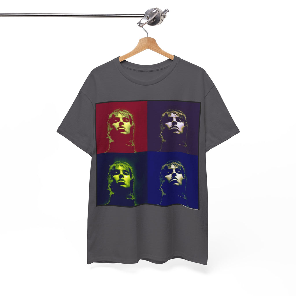 Liam Gallagher Oasis Pop Art Portrait T-Shirt - Retro Color Block Music Icon Tee