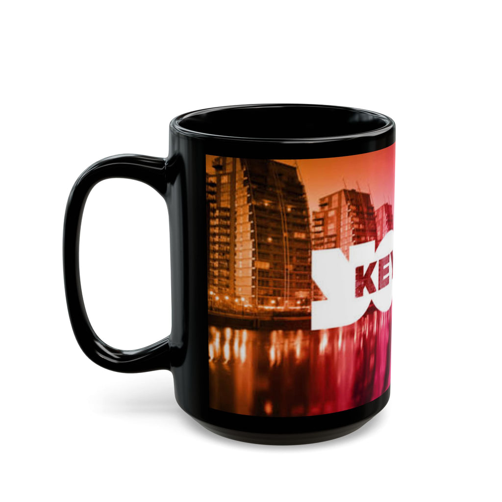 Black Mug — Key 103 Pink Cityscape Coffee Mug (11oz/15oz)