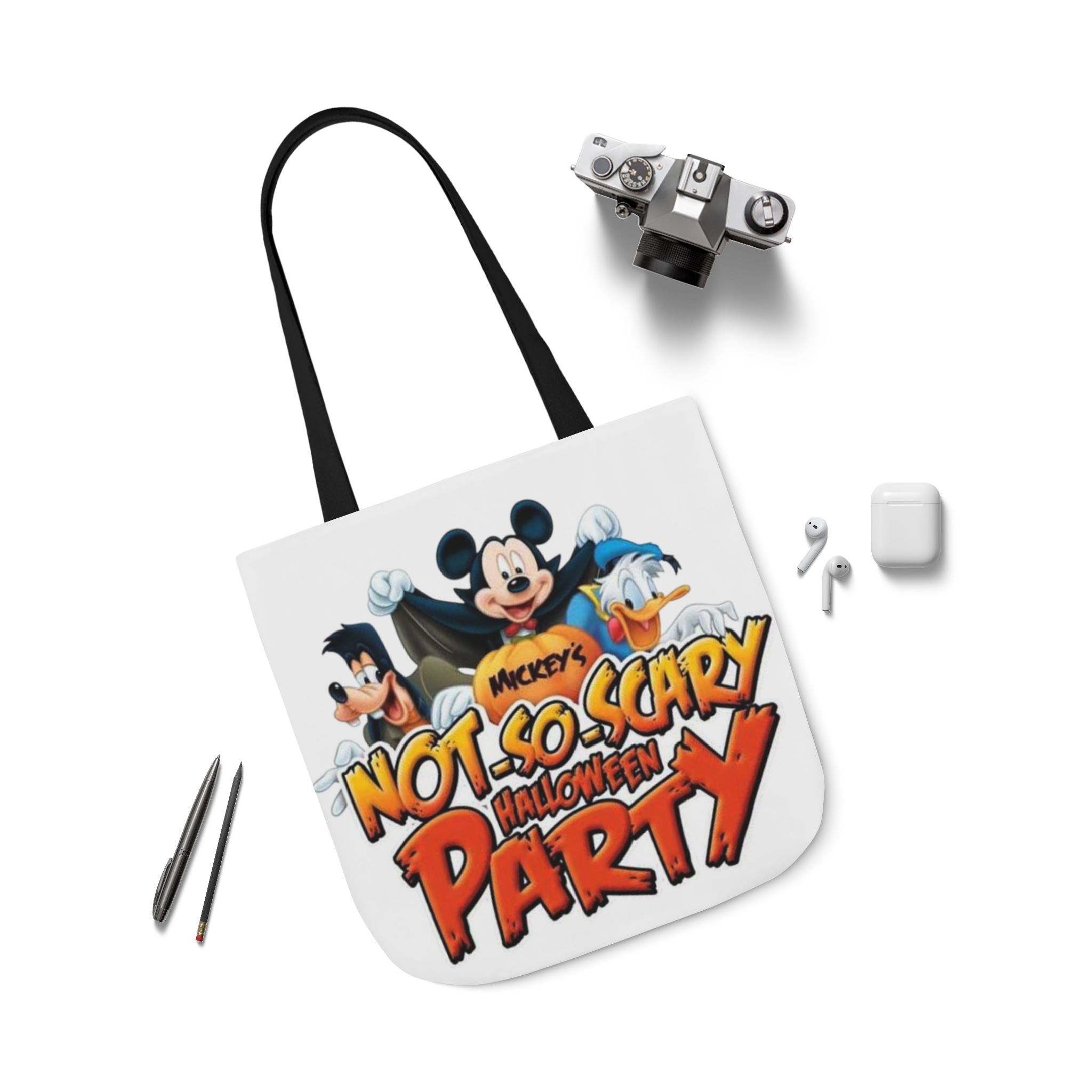 Halloween Party Canvas Tote Bag — "Not-So-Scary Halloween Party" Graphic