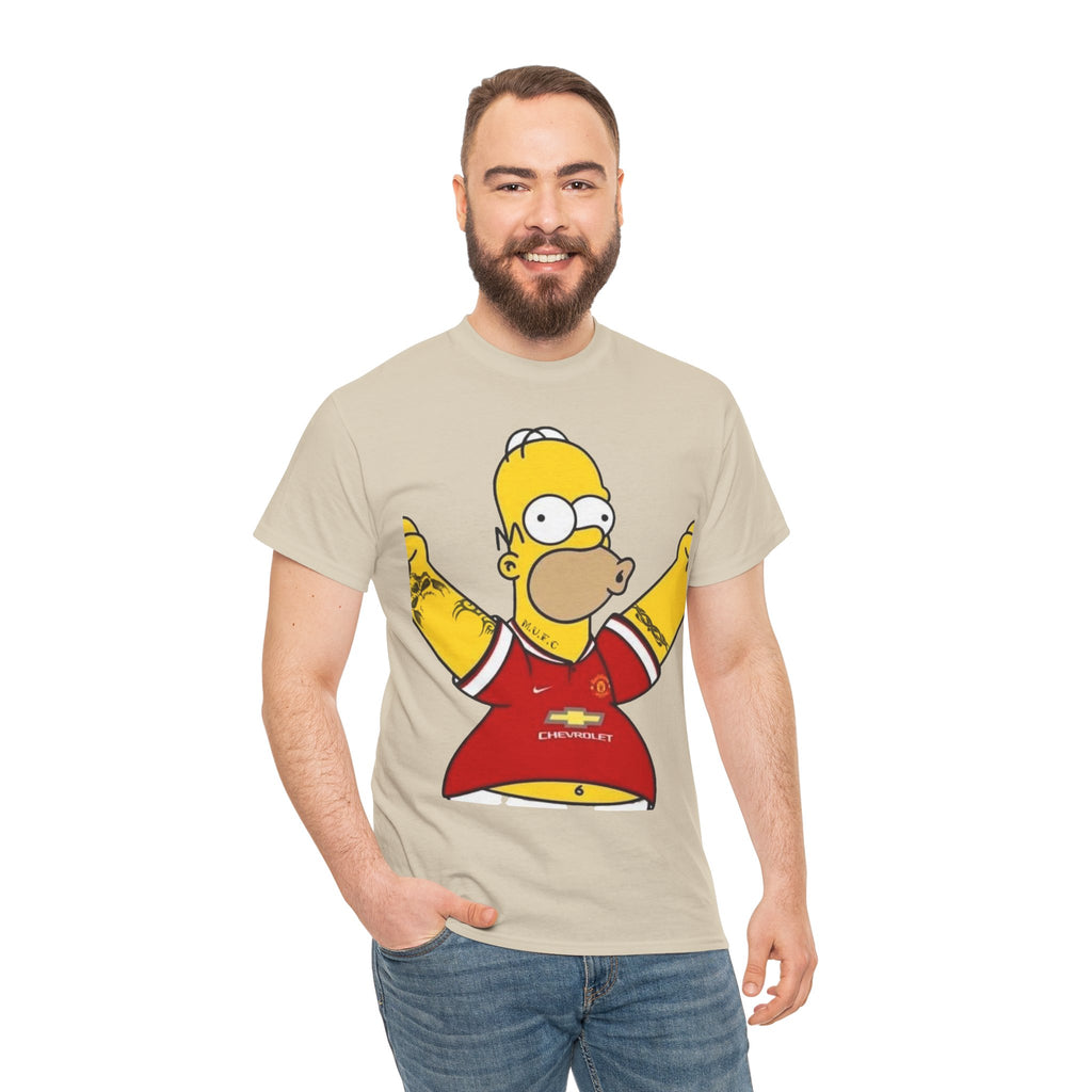 Homer Simpson Manchester Fan T-Shirt — Cartoon Football Supporter Tee