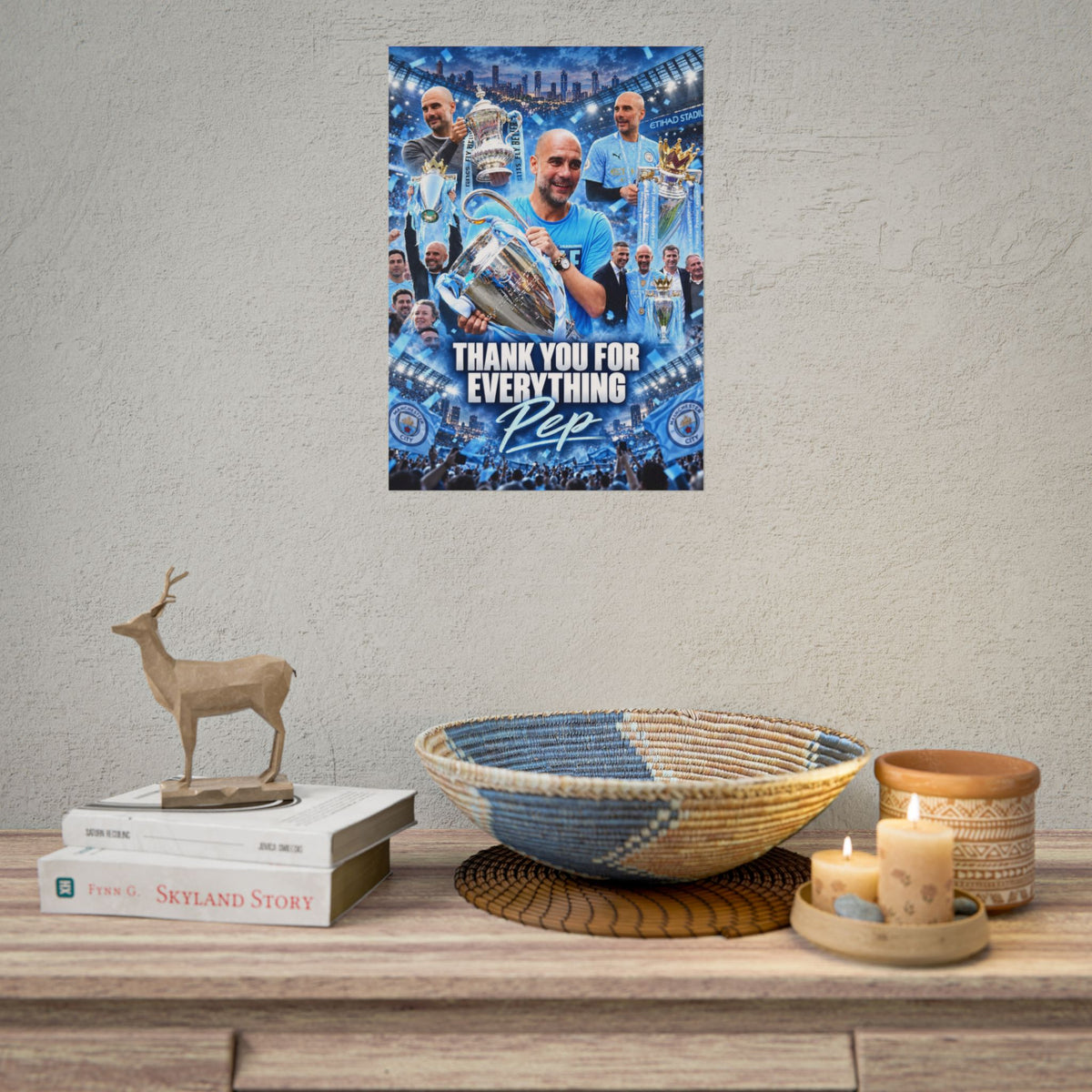 Manchester City Rolled Poster — Thank You For Everything Pep | Manchester City Tribute Football Wall Art