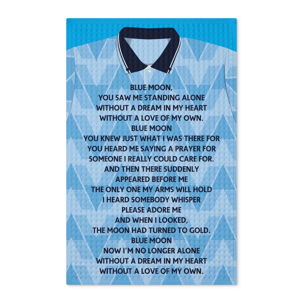 Manchester City Retro Shirt Blue Moon Lyrics Tea Towel — Waffle Weave Double-Sided Kitchen Towel
