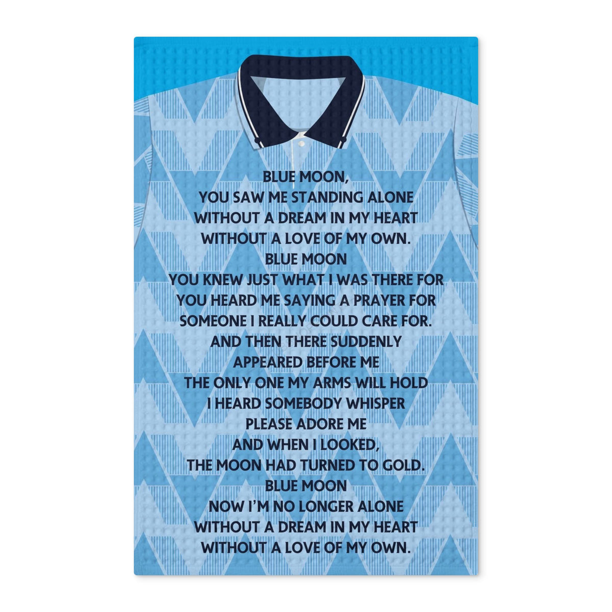 Manchester City Retro Shirt Blue Moon Lyrics Tea Towel — Waffle Weave Double-Sided Kitchen Towel