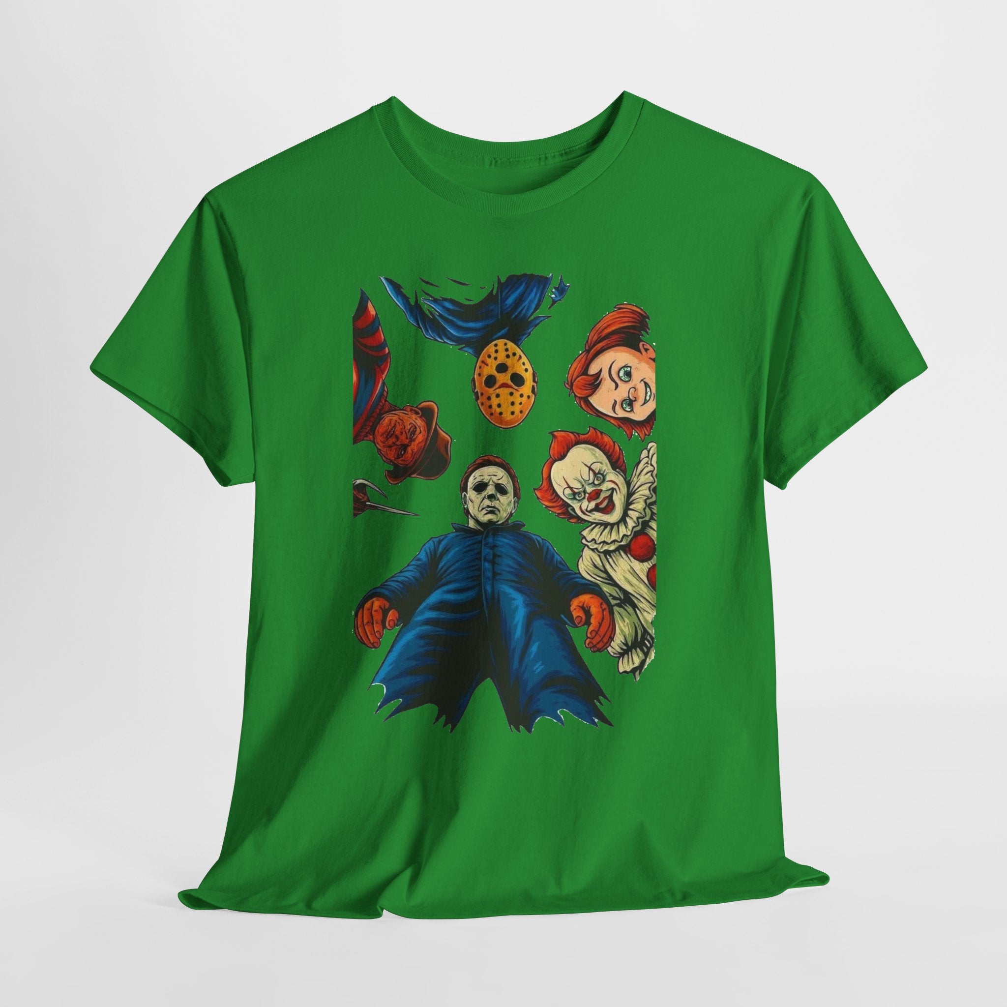Horror Movie Icons Graphic Tee — Michael Myers, Jason & Classic Clowns Halloween T-Shirt