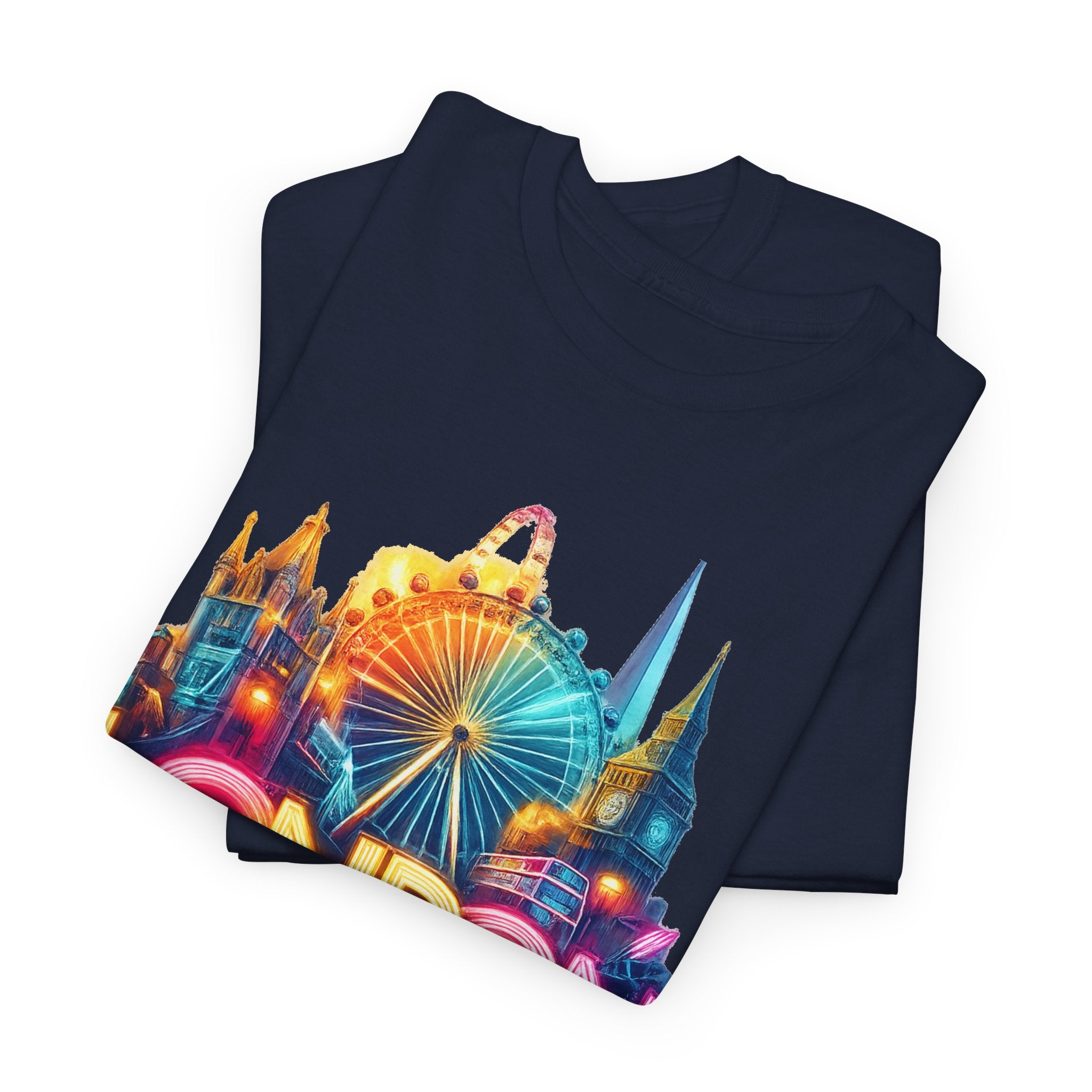 London Skyline Tee — Colorful Neon London Landmark T-Shirt