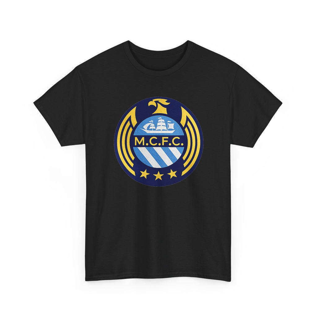 MCFC Crest T-Shirt — Vintage Blue & Gold Soccer Tee