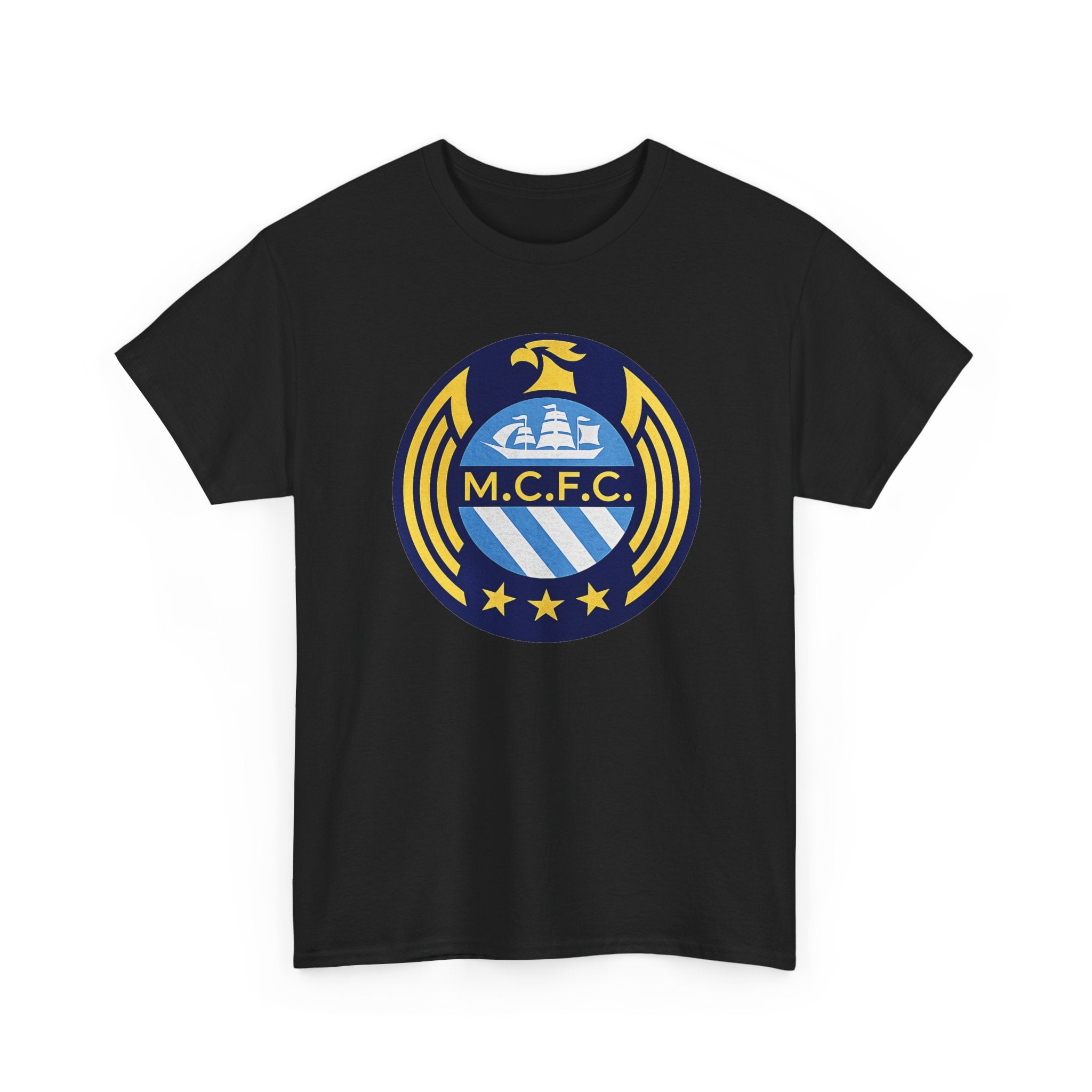 MCFC Crest T-Shirt — Vintage Blue & Gold Soccer Tee