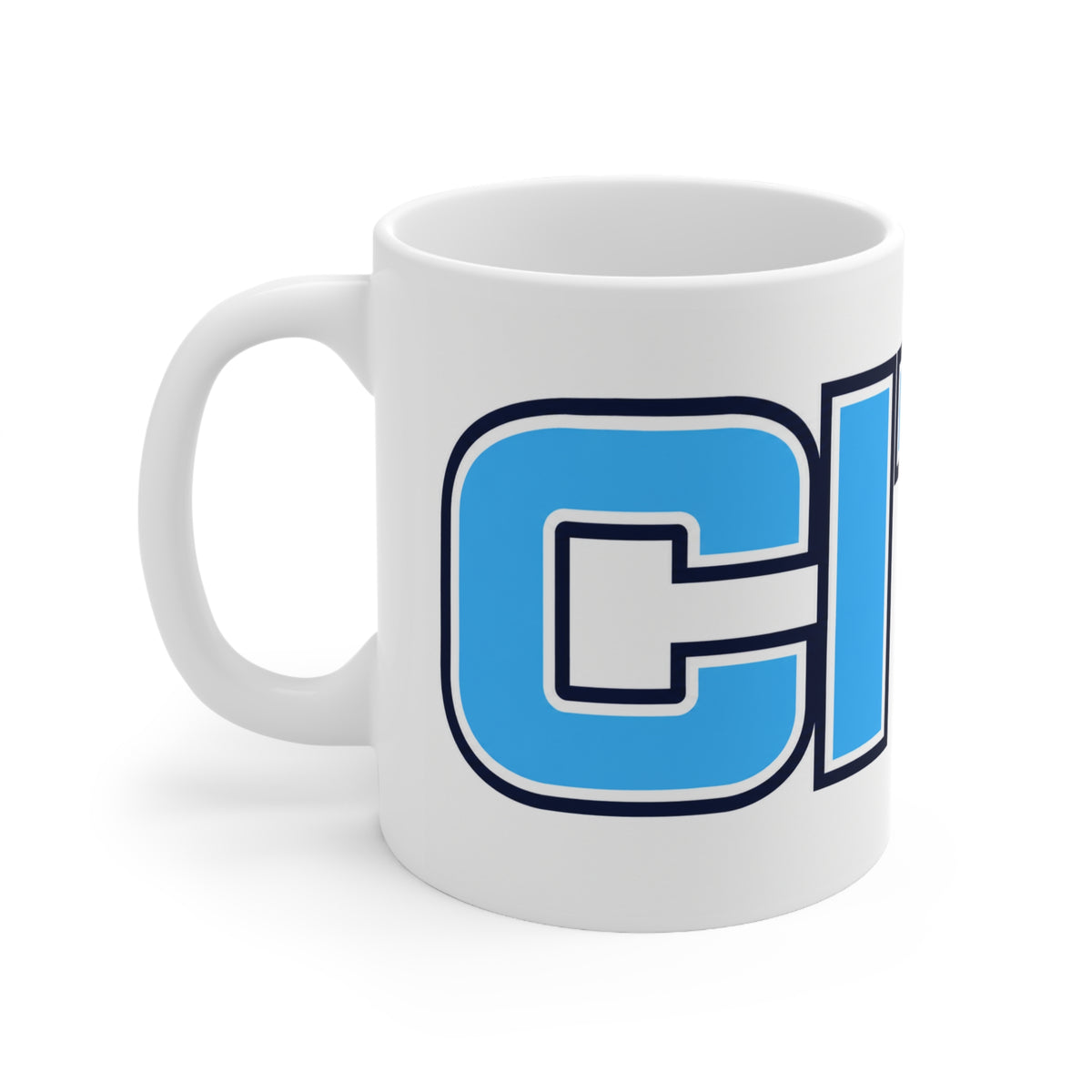 CITY Bold Blue Lettering Ceramic Coffee Mug — 11oz & 15oz