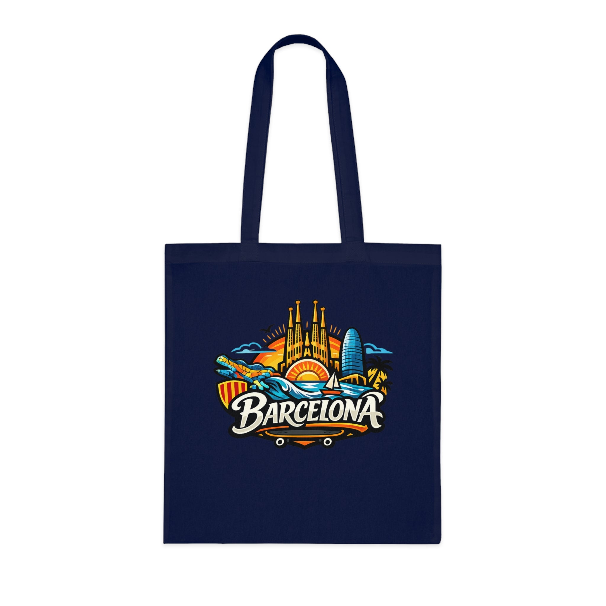 Barcelona Skyline Cotton Tote — Souvenir Travel Beach Bag