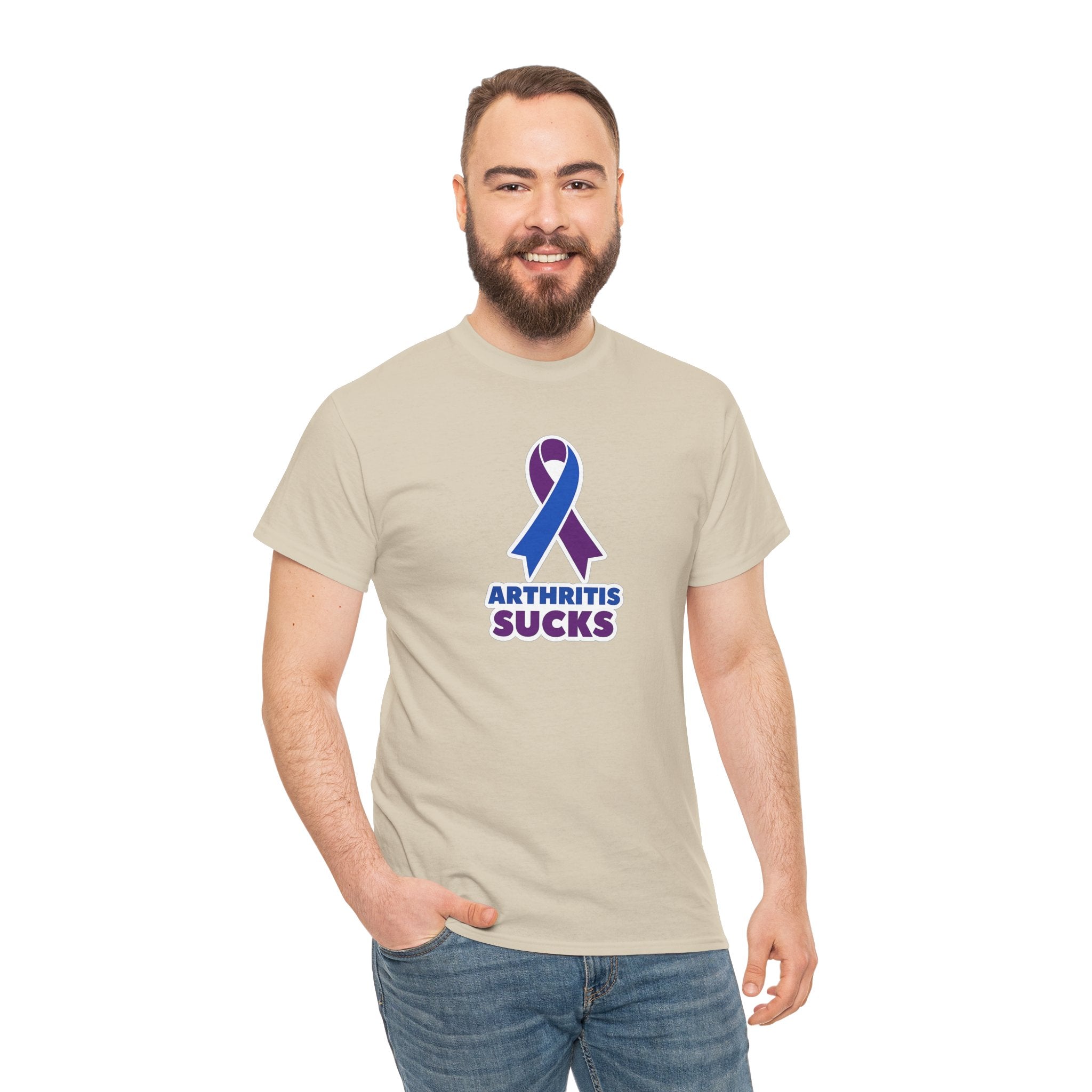 Arthritis Sucks Awareness T-Shirt — Purple & Blue Ribbon Support Tee