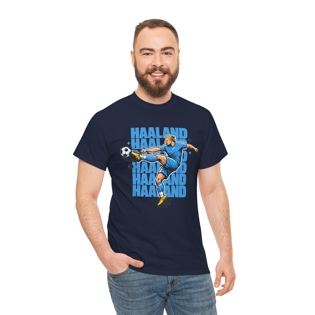 Haaland Manchester City Inspired Cotton T-Shirt — Striker Action Graphic Football Shirt