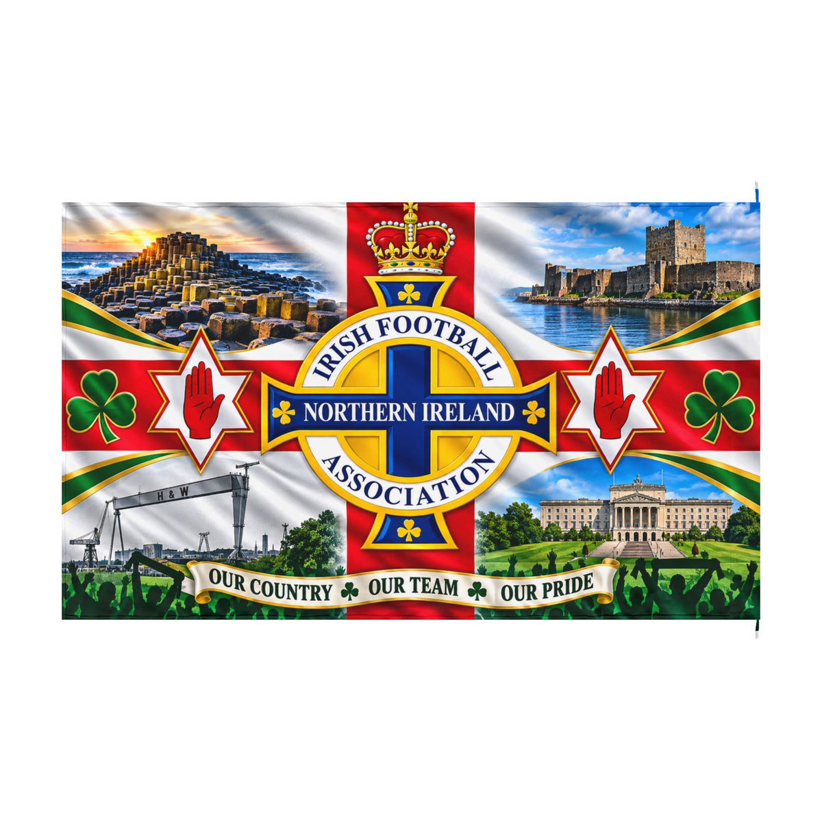Northern Ireland Football Association Double-Sided Flag – Our Country, Our Team, Our Pride