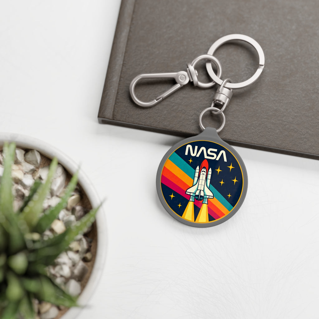 NASA Retro Rocket Keyring Tag — Vintage Space Shuttle Keychain