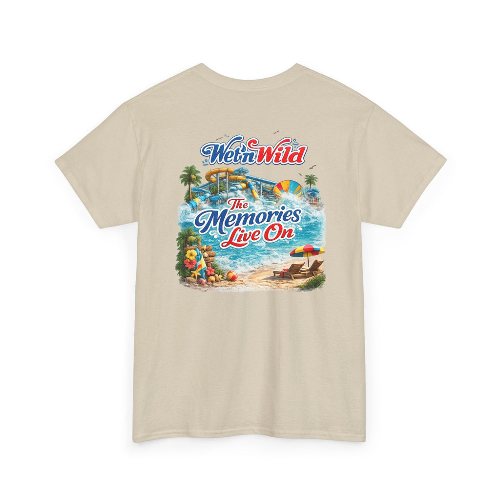Wet'n Wild Beach Tee — "The Memories Live On" Retro Island Graphic Shirt