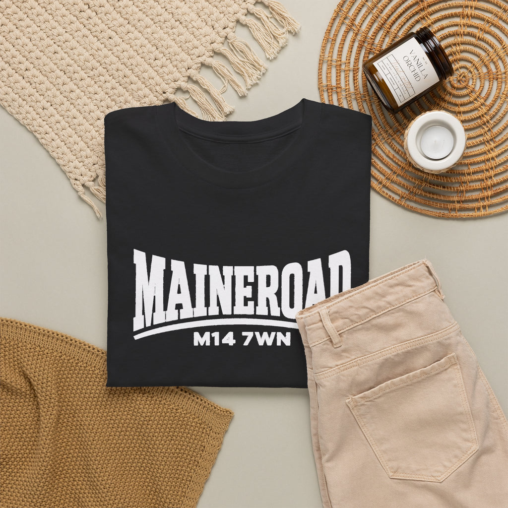 Maine Road Manchester City Cotton T-Shirt — M14 7WN Maine Graphic T-Shirt