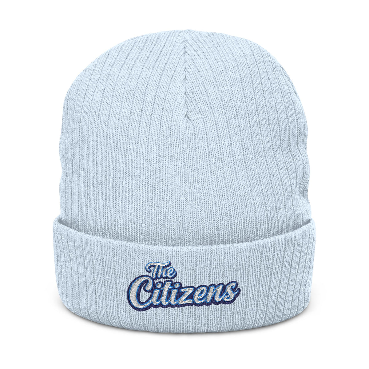 Embroidered 'The Citizens' Ribbed Knit Beanie - Cozy Black Winter Hat