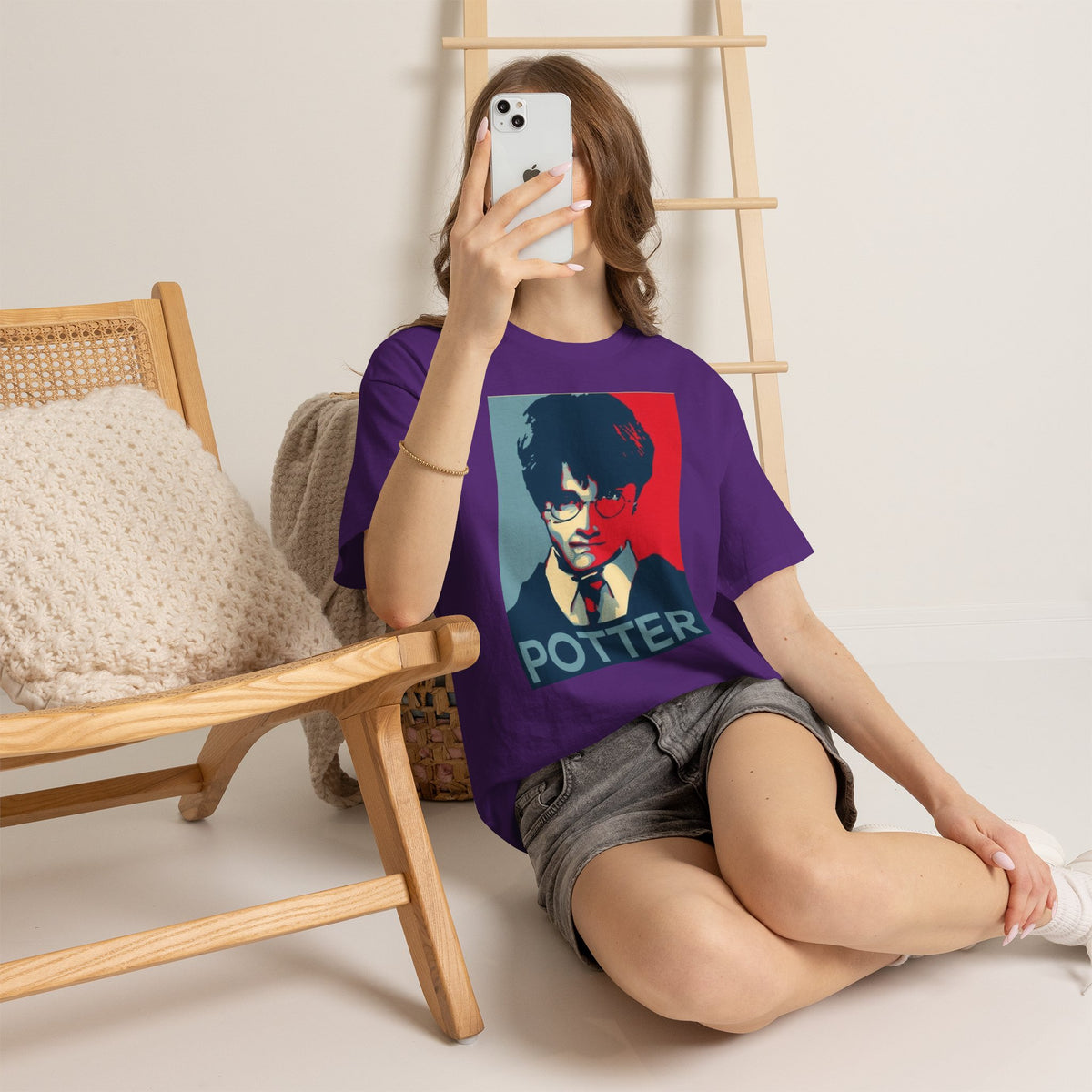 Harry Potter Inspired Vintage Wizard Portrait Cotton T‑Shirt — 'Potter' Graphic Tee