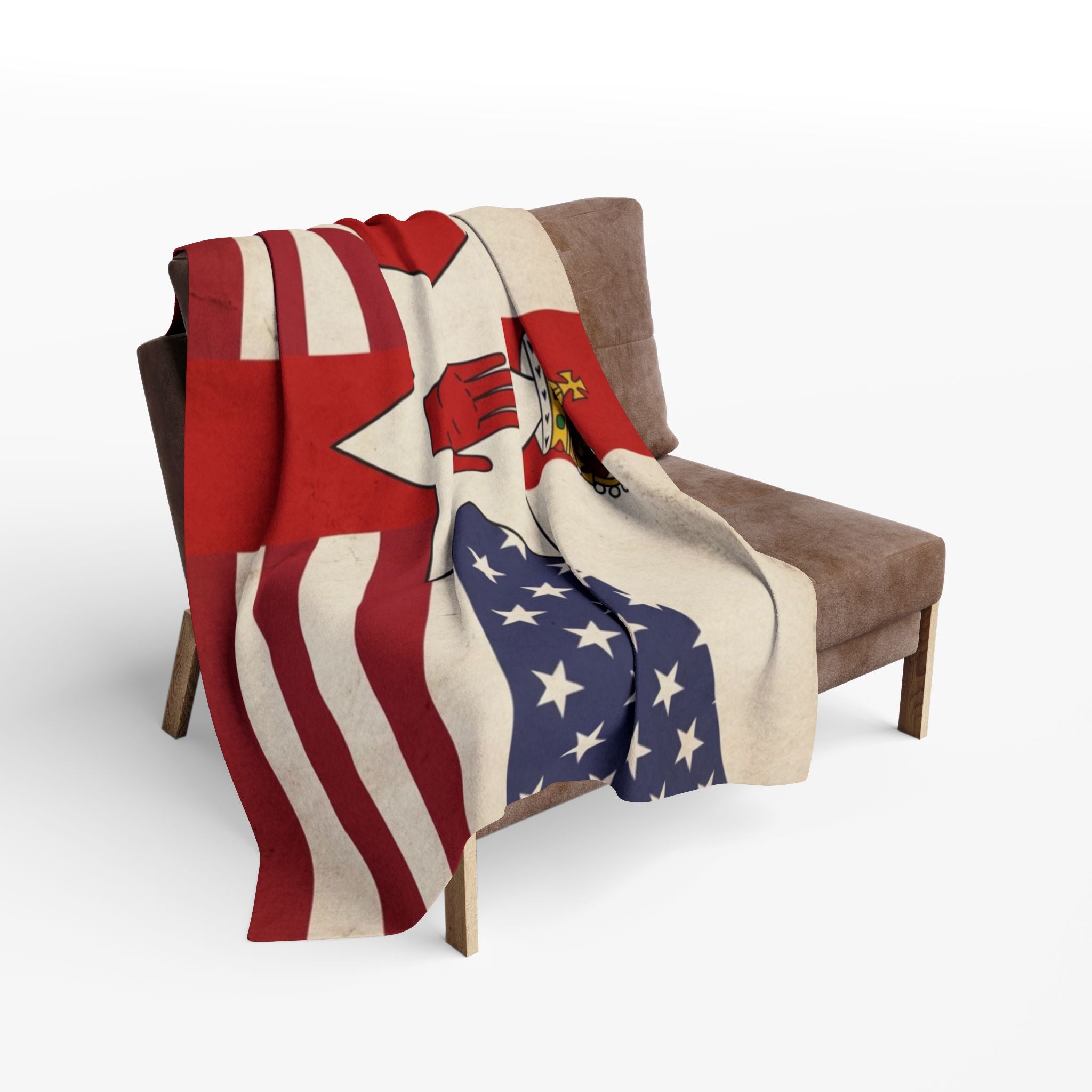 Northern Ireland & USA Flags Fleece Blanket — Vintage British/USA Ulster Flag Design