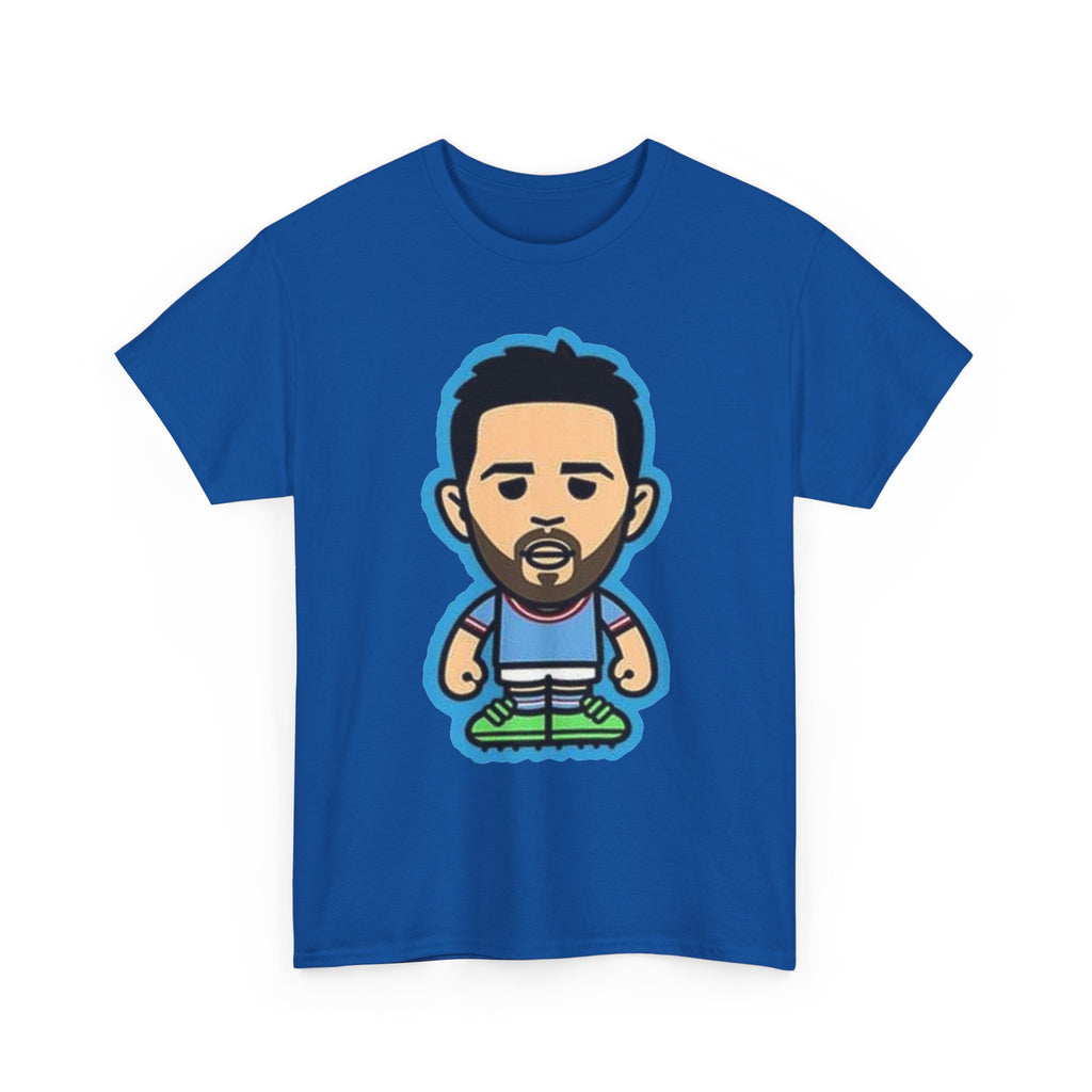 Bernardo Silva Manchester City Legend Graphic Tee — Player Cartoon Front & Tribute Poster Back