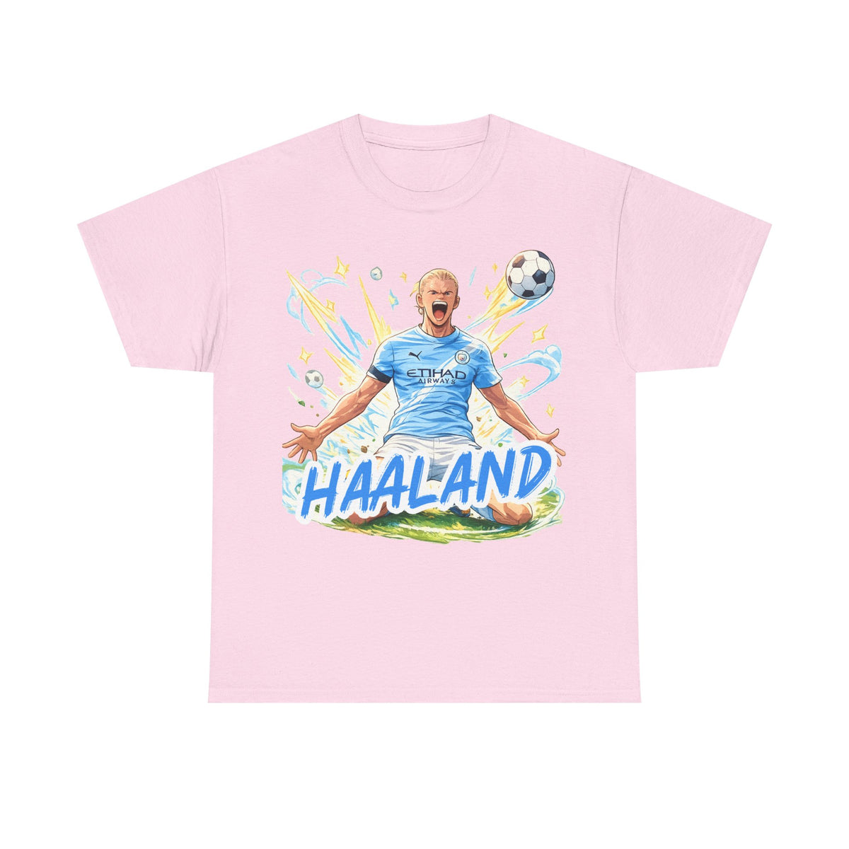 Erling Haaland Anime Fan Tee — Celebratory Football Player Graphic T-Shirt