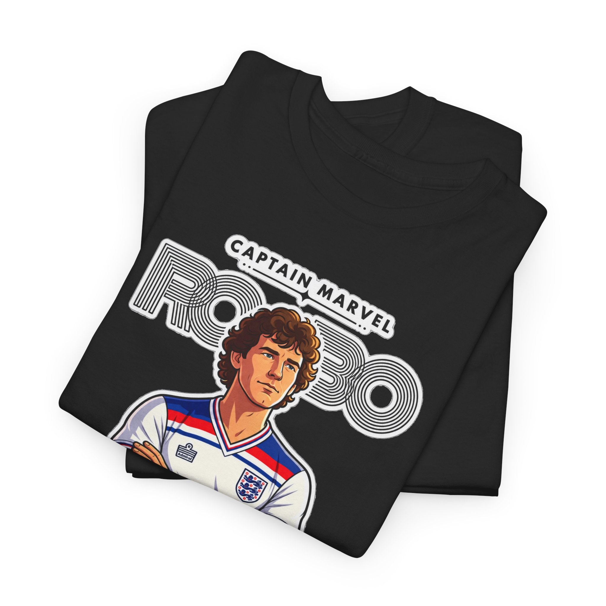 Bryan Robson Retro England Football Cotton T-Shirt / Tee — "Captain Marvel" Soccer Player Graphic