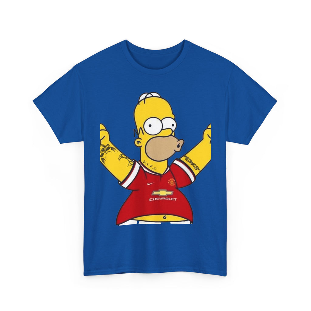 Homer Simpson Manchester Fan T-Shirt — Cartoon Football Supporter Tee