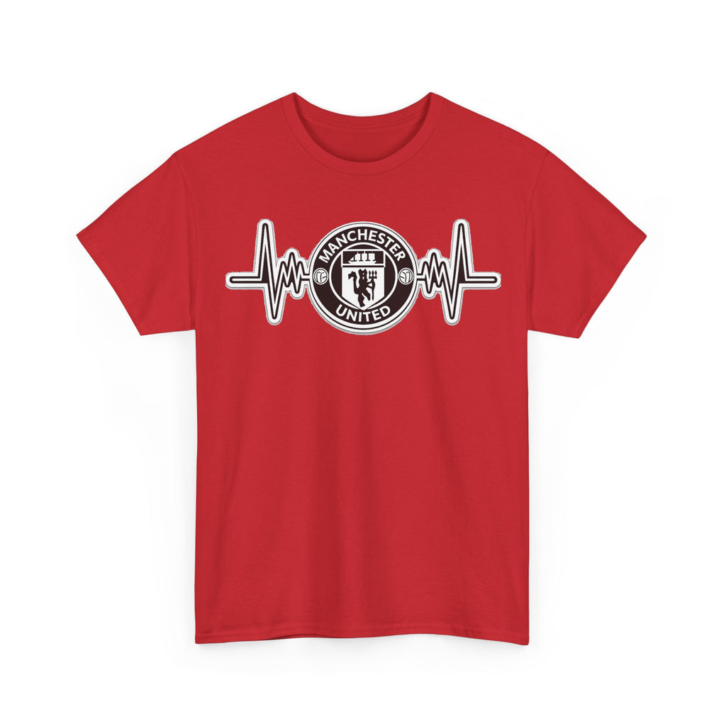 Manchester United Inspired Heartbeat T‑Shirt — Football Fan Pulse Tee