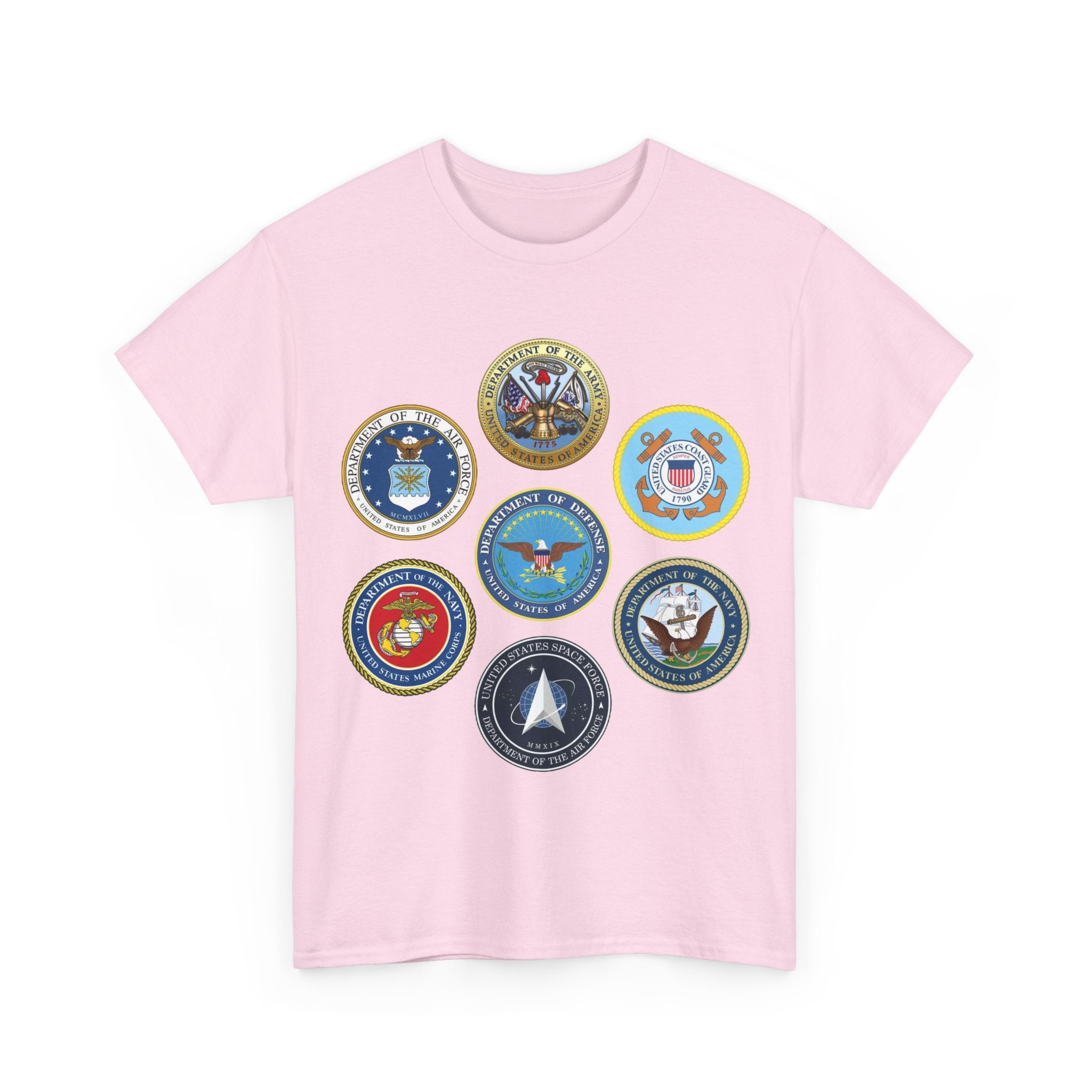 Military Branch Seals T-Shirt — Vintage US Armed Forces Emblems Tee
