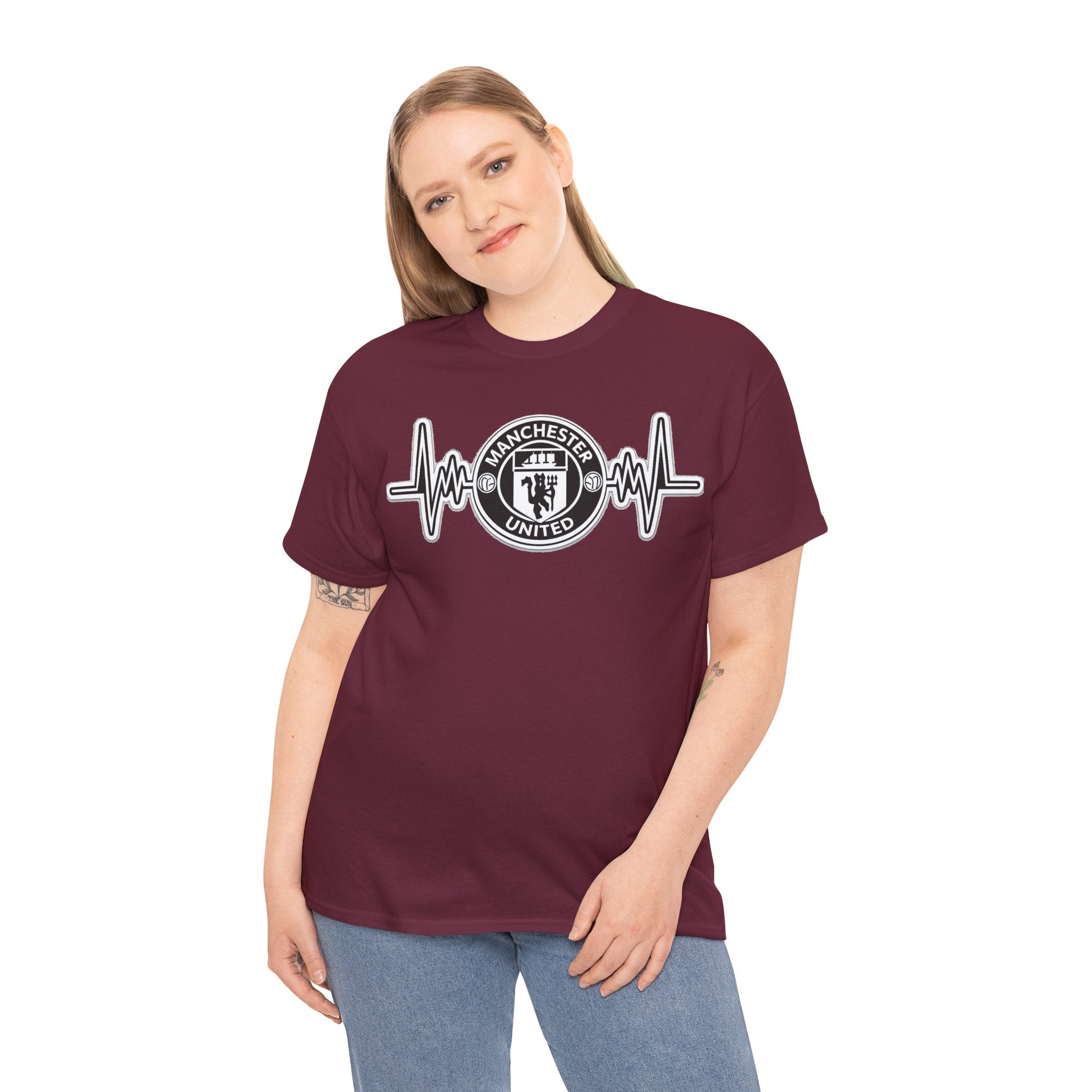 Manchester United Inspired Heartbeat T‑Shirt — Football Fan Pulse Tee
