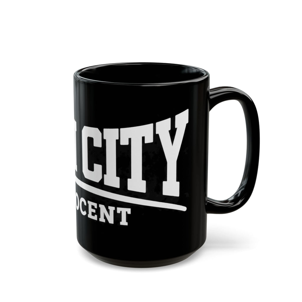 Black Mug — Man City 'Innocent' Bold Typography Coffee Cup