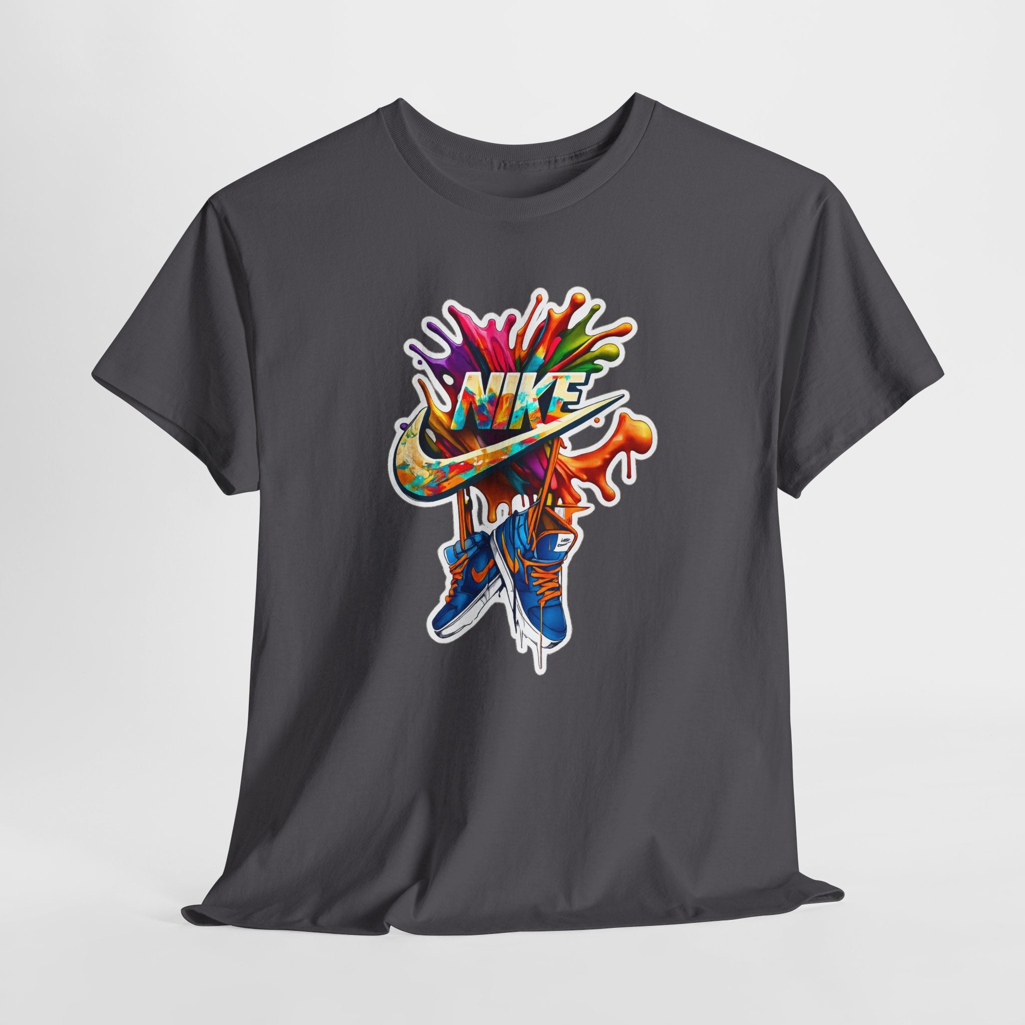 Nike Inspired Splash Graphic Tee — Colorful Sneaker Streetwear T-Shirt