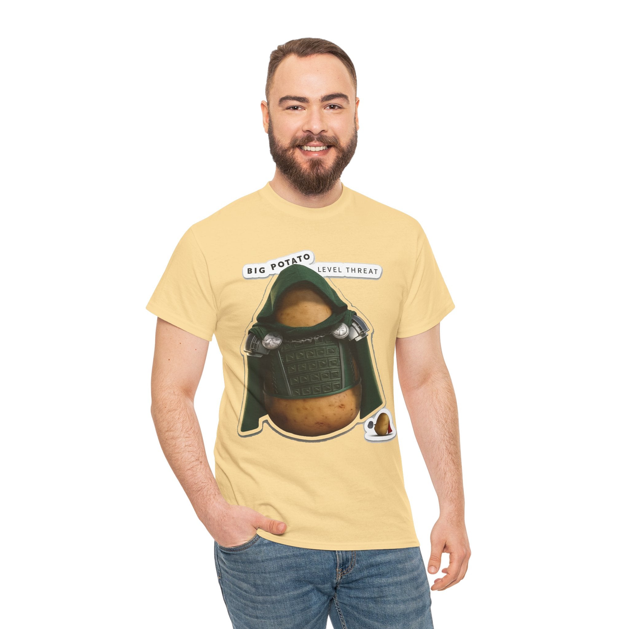 Big Potato "Level Threat" Doom Tee — Funny Potato Soldier Graphic T-Shirt