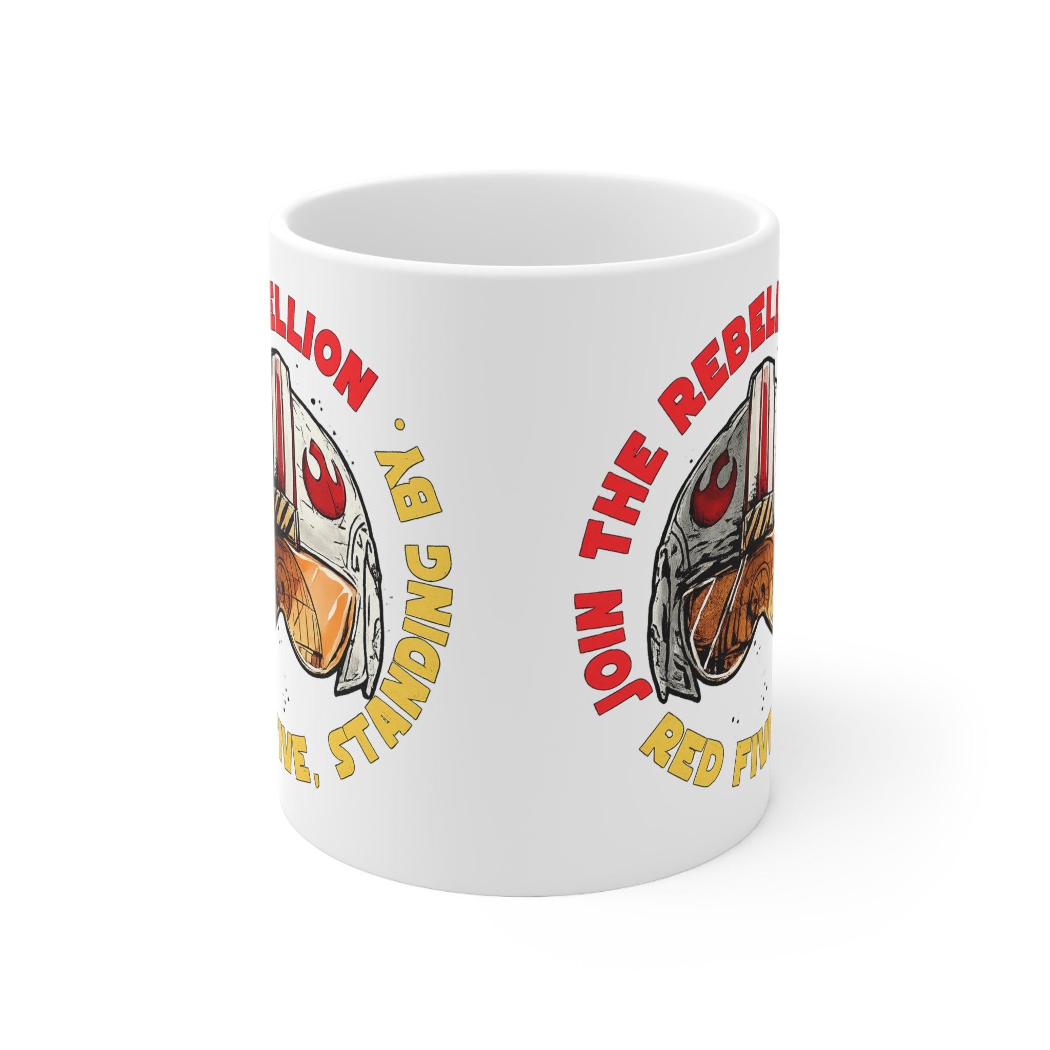 Red Five Pilot Helmet Ceramic Mug — “Join the Rebellion” Star Wars Coffee Cup