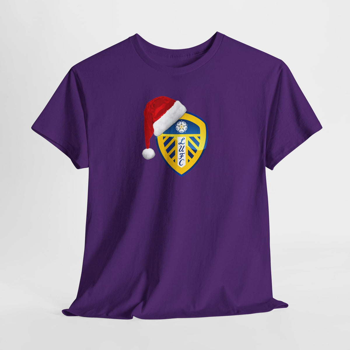 Leeds United Santa Hat Christmas Soccer Crest T‑Shirt – Festive Football Fan Tee