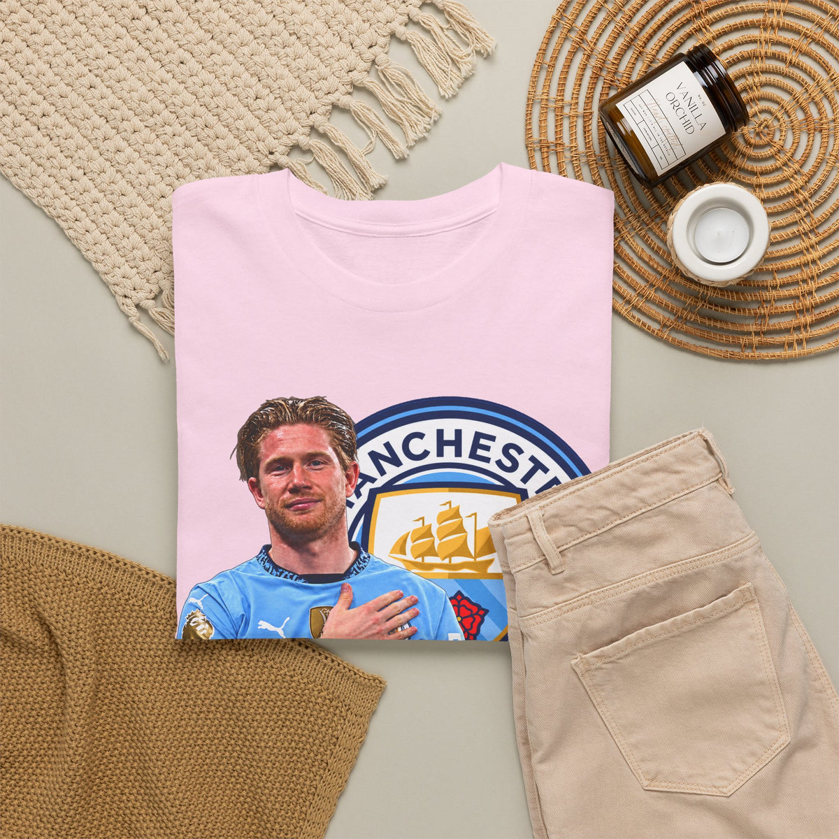 Kevin De Bruyne Manchester City Legend Cotton T-Shirt — Player Tribute Tee (Heart Badge Design)