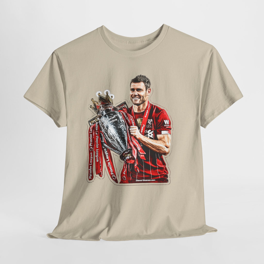James Milner Liverpool Premier League Champion Trophy T-Shirt — Player Holding Premier Trophy